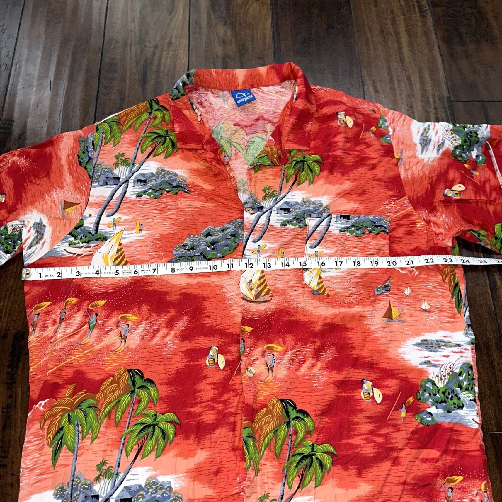 Ocean Pacific VTG Ocean Pacific OP Shirt Hawaiian Aloha Rare 80s 70s Red All Over Print Crazy Multicolor Button-Up Men L Short Sleeve Boys? Wait. Size US L / EU 52-54 / 3 - 5 Thumbnail
