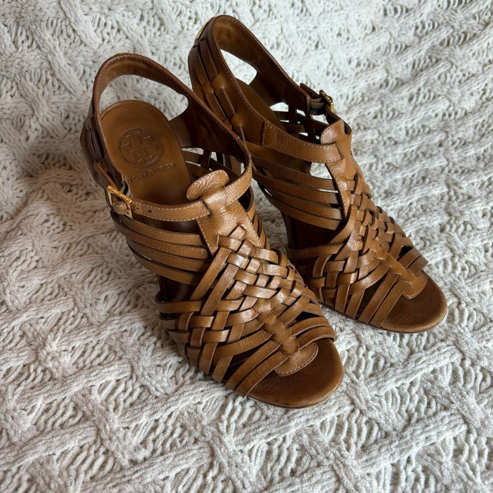 Tory Burch Tory Burch Nadia Huarache Sandals Women's Size 9 M Tan Leath Size US 9 / IT 39 - 11 Thumbnail