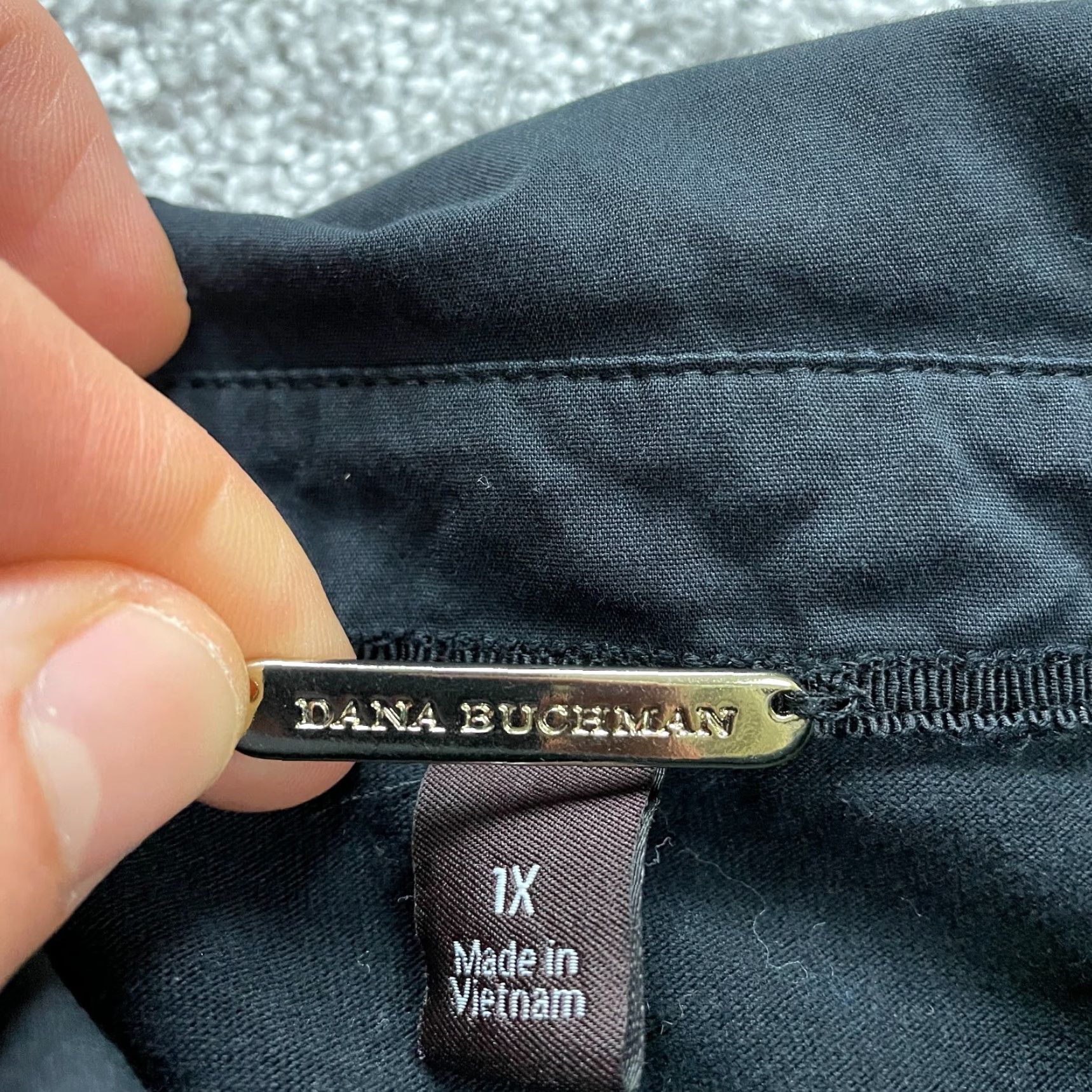 Vintage VINTAGE Dana Buchman Women's Button-Down Shirt XL Black Long Sleeve Cotton Business Casual Workwear Size XL / US 12-14 / IT 48-50 - 5 Thumbnail