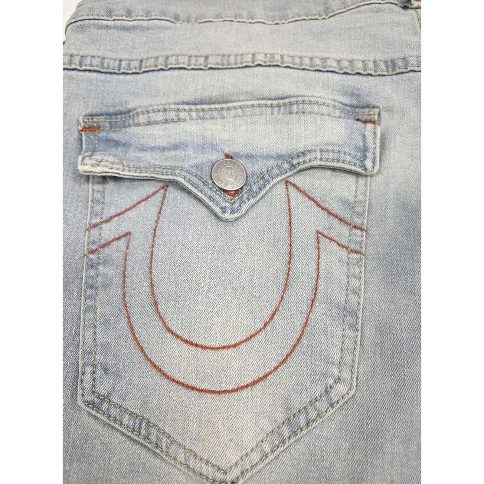 True Religion VINTAGE True Religion Geno Jeans Mens Slim Fit 36 Light Blue Denim 5-Pocket Logo Embroidered Zipper Button 36/32 Top Size US 36 / EU 52 - 7 Thumbnail