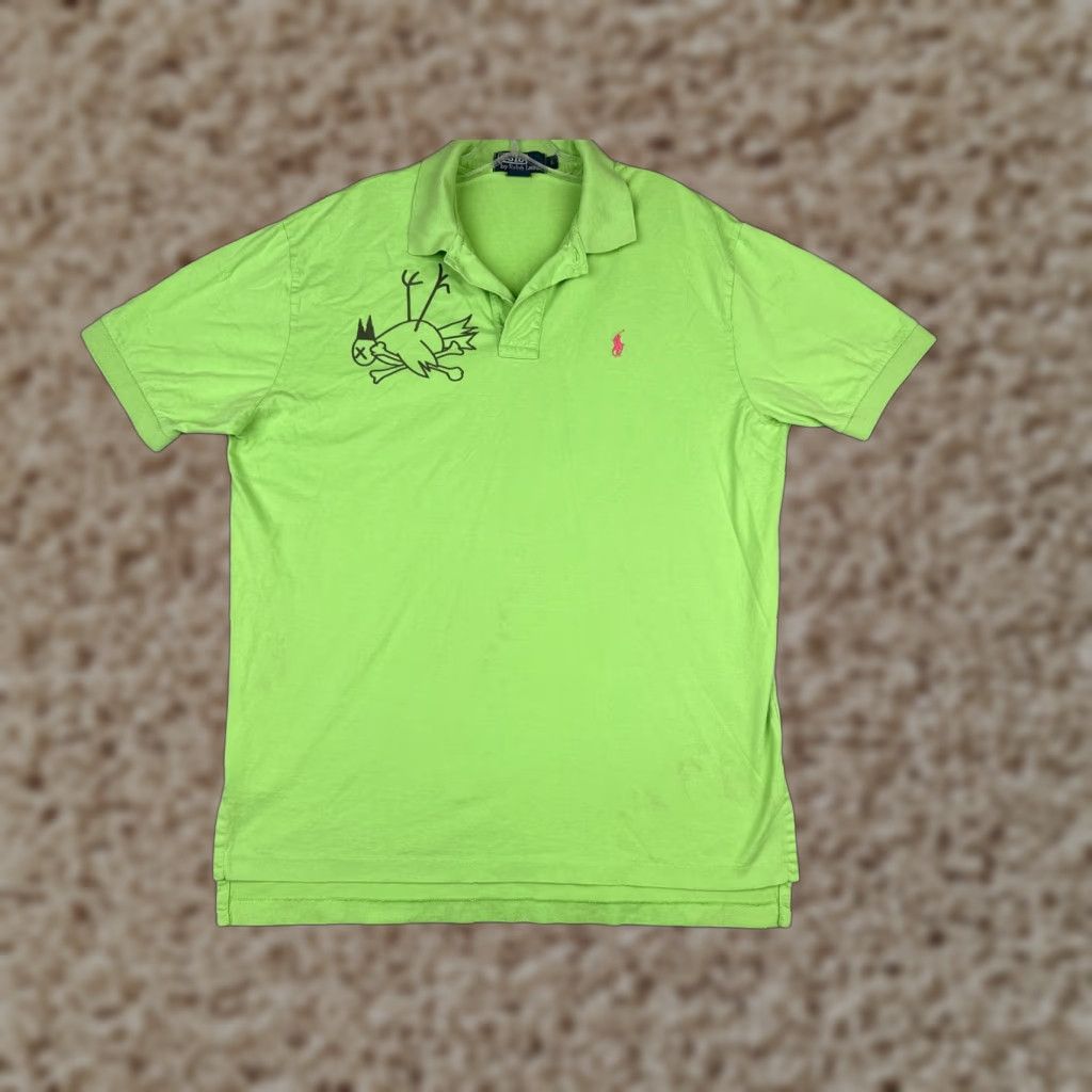 Ralph Lauren VINTAGE Polo Ralph Lauren Shirt Adult Large Green Cotton DeadBird Crossbone Golf Mens Regular Short Sleeve 40" Chest 100% Cotton Green 90s Golf Theme Size US L / EU 52-54 / 3 - 1 Thumbnail