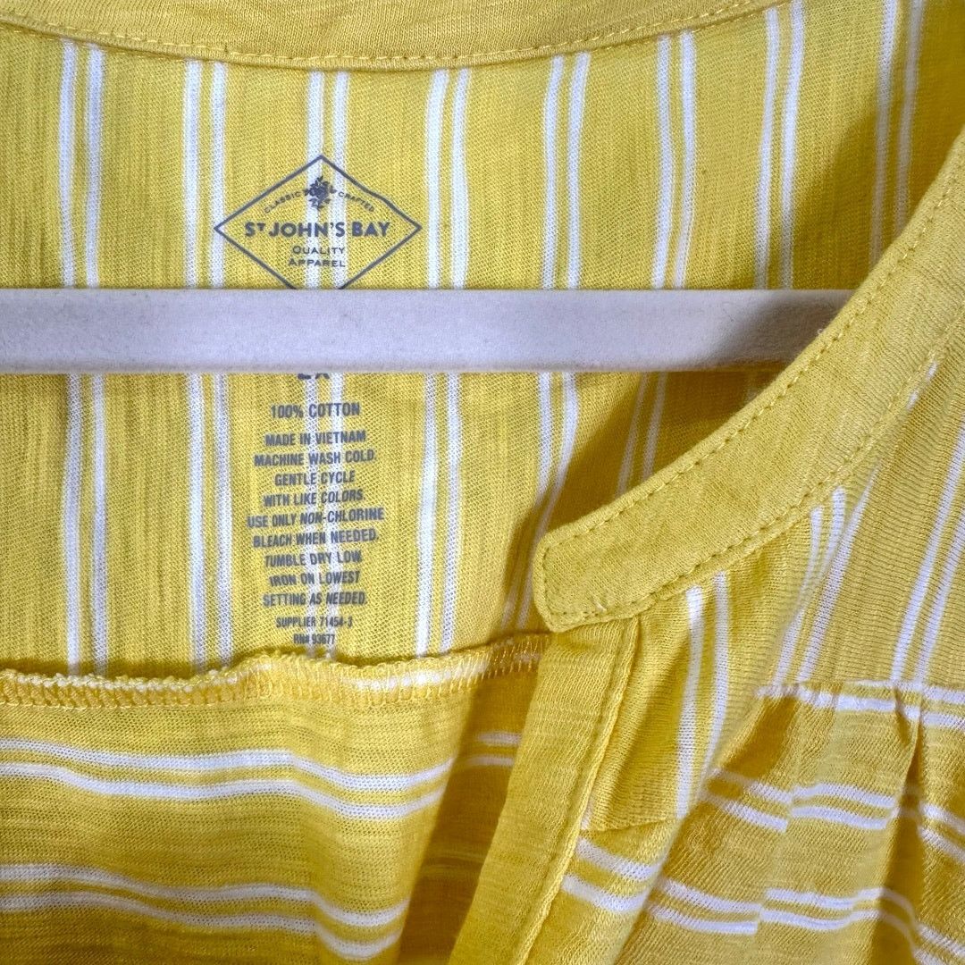 St. Johns Bay St Johns Bay Yellow White Striped Top Size 2X Size XXL / US 16-18 / IT 52-54 - 4 Thumbnail