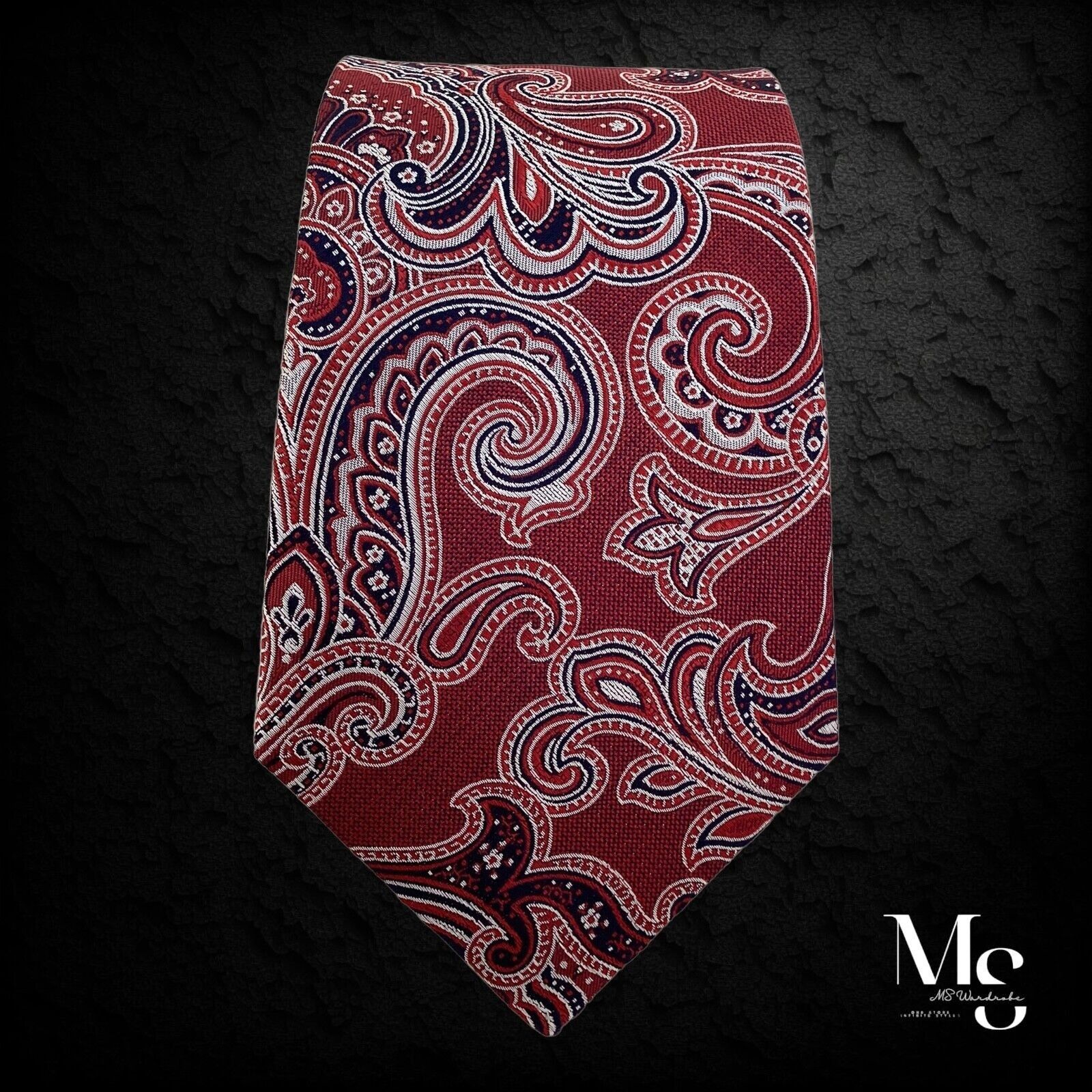 Cremieux CREMIEUX Extra Long Burgundy Paisley Silk Tie H.Made In USA Size ONE SIZE - 6 Thumbnail