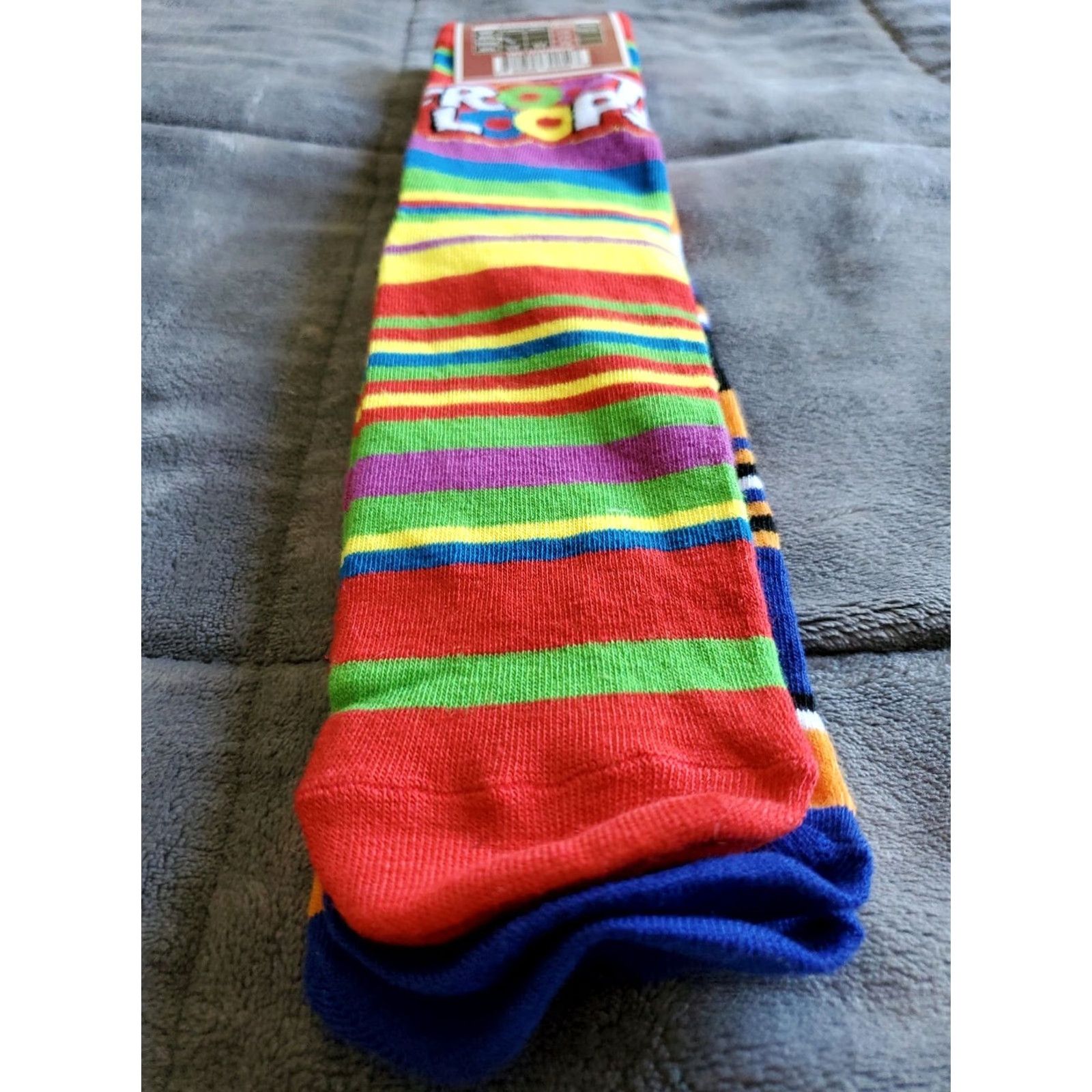 Vintage Kellogg's Frosted Flakes & Fruit Loops NEW Striped Socks 2pk Shoe SZ 6-10 NEW Size ONE SIZE - 5 Thumbnail