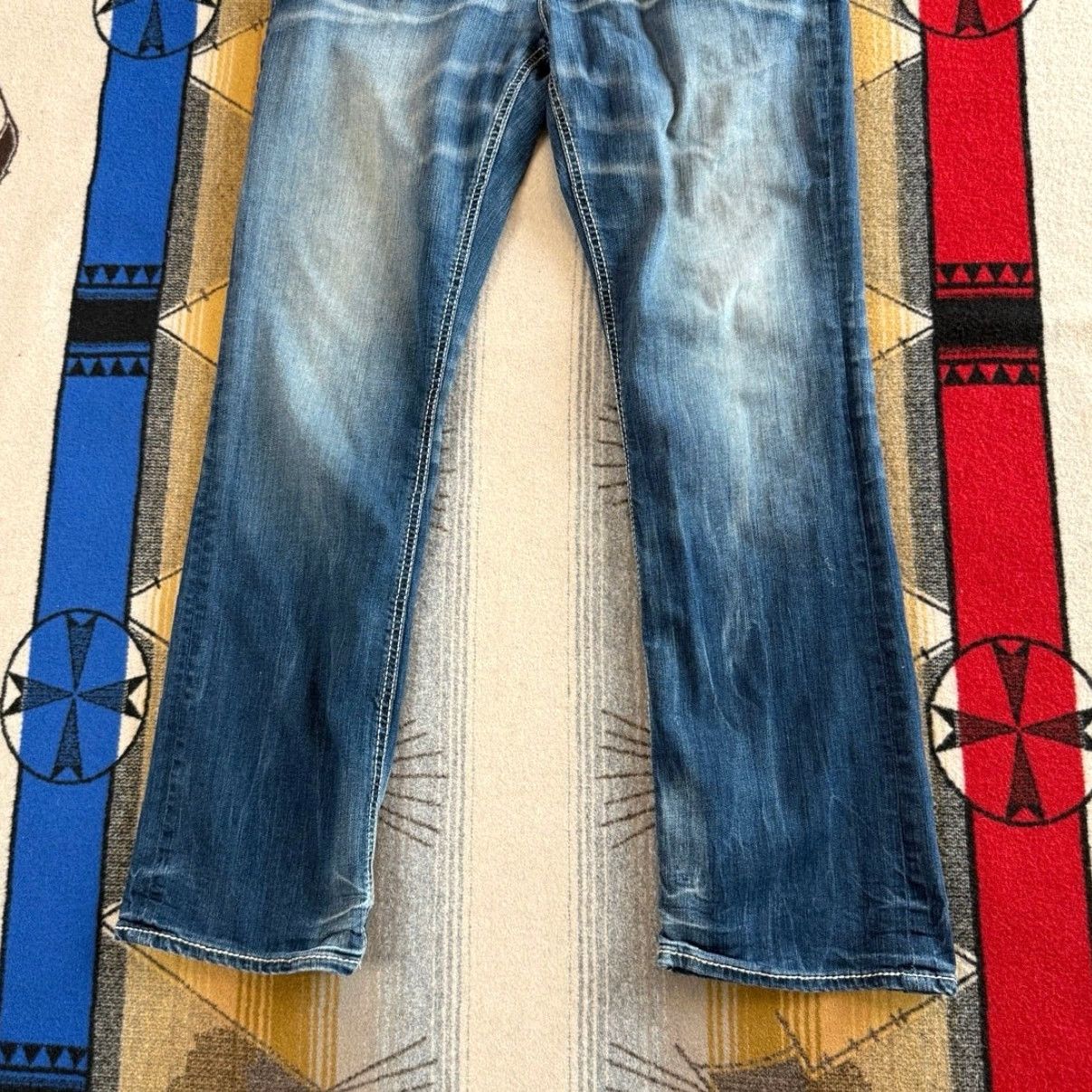 BKE BKE Jeans Mens Straight Denim 32x31 Stretch Embroidered Grunge Blue Y2K Buckle BKE Size US 32 / EU 48 - 6 Thumbnail