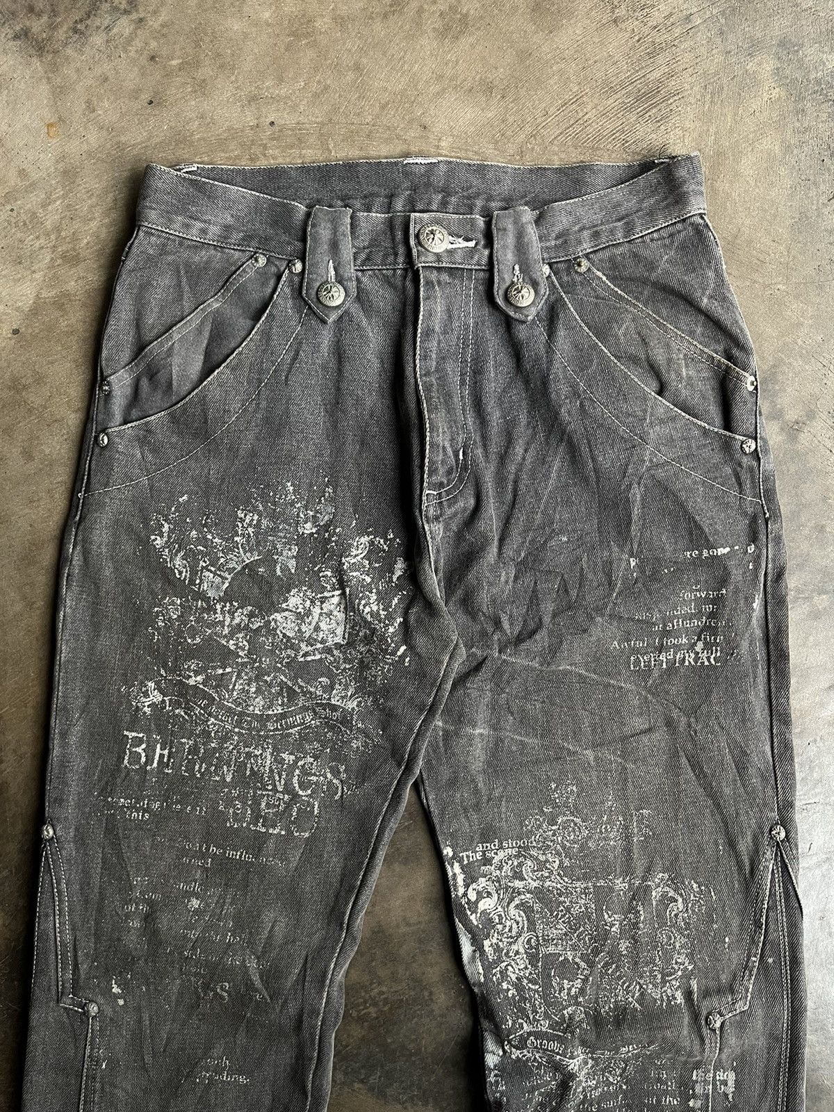 Tornado Mart Bernings Sho Flare Gothic Poem Boot Cut Wash Denim Pants Size US 30 / EU 46 - 5 Thumbnail