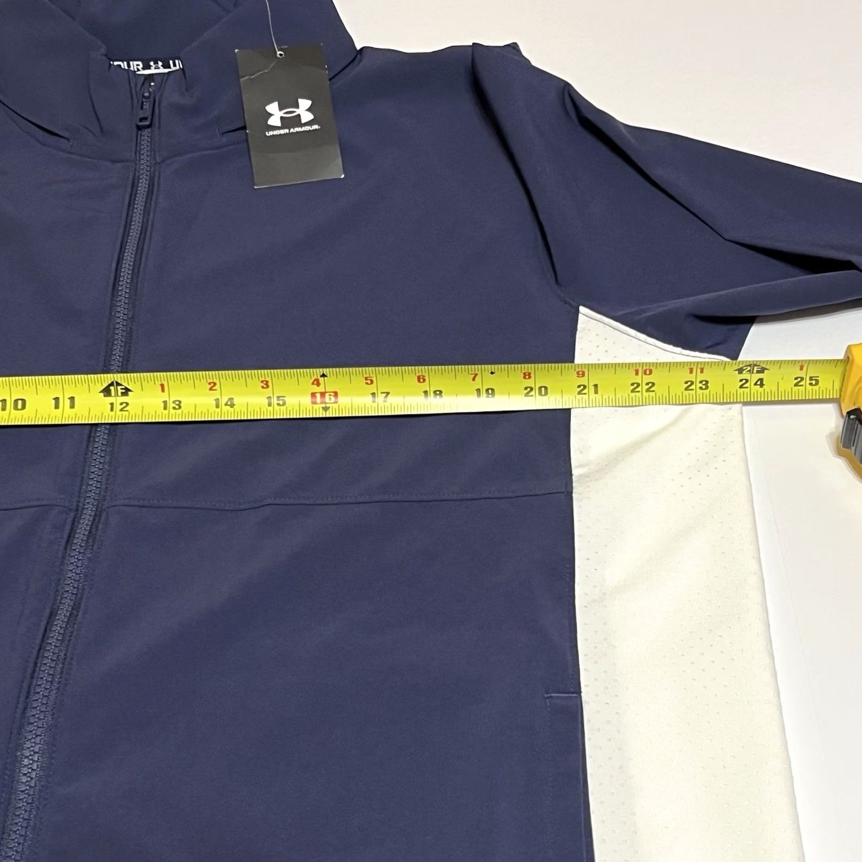 Under Armour Under Armour Mens L Rival Stretch Woven Blue Track Jacket Hooded Full Zip New NWT Size US L / EU 52-54 / 3 - 6 Thumbnail