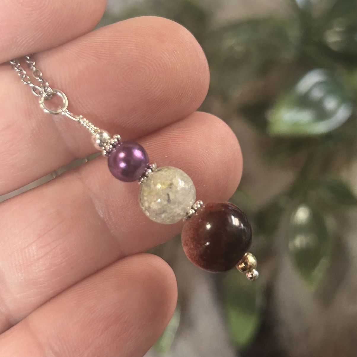 Handmade Handcrafted art glass bead drop pendant on chain necklace Size ONE SIZE - 1 Thumbnail