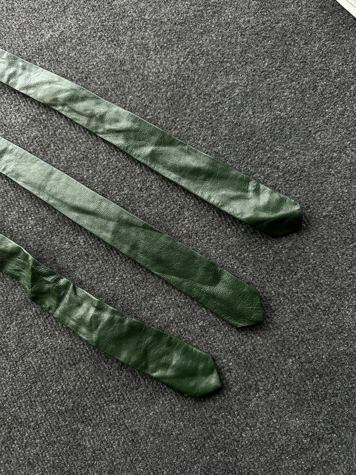 Other 🚨 LEATHER GREEN ITALY TIE LUXURY VNTG RARE OLD MONEY Size ONE SIZE - 20 Thumbnail