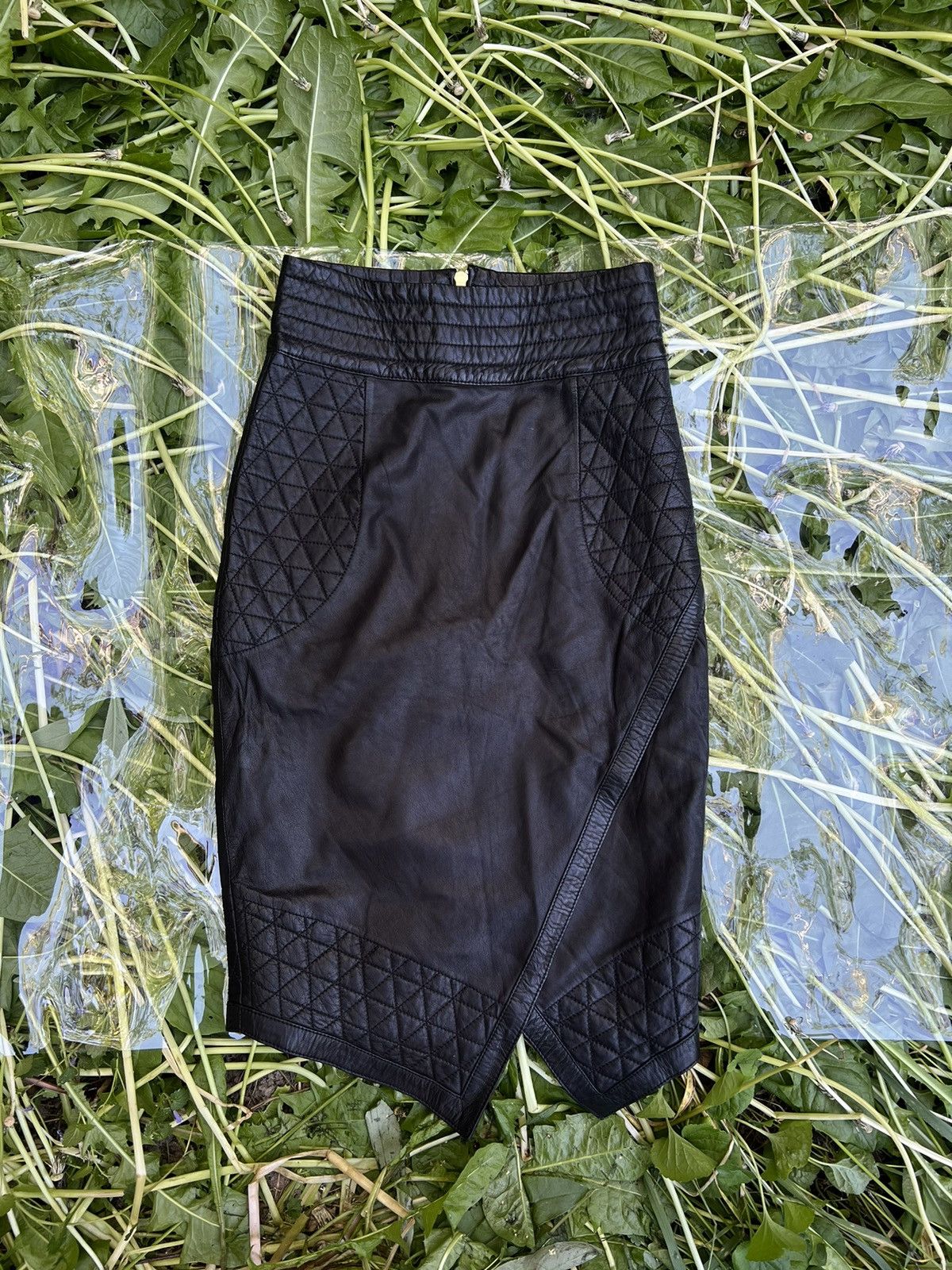 image of Leather Midi Skingraft Skirt in Black, Women's (Size 24)