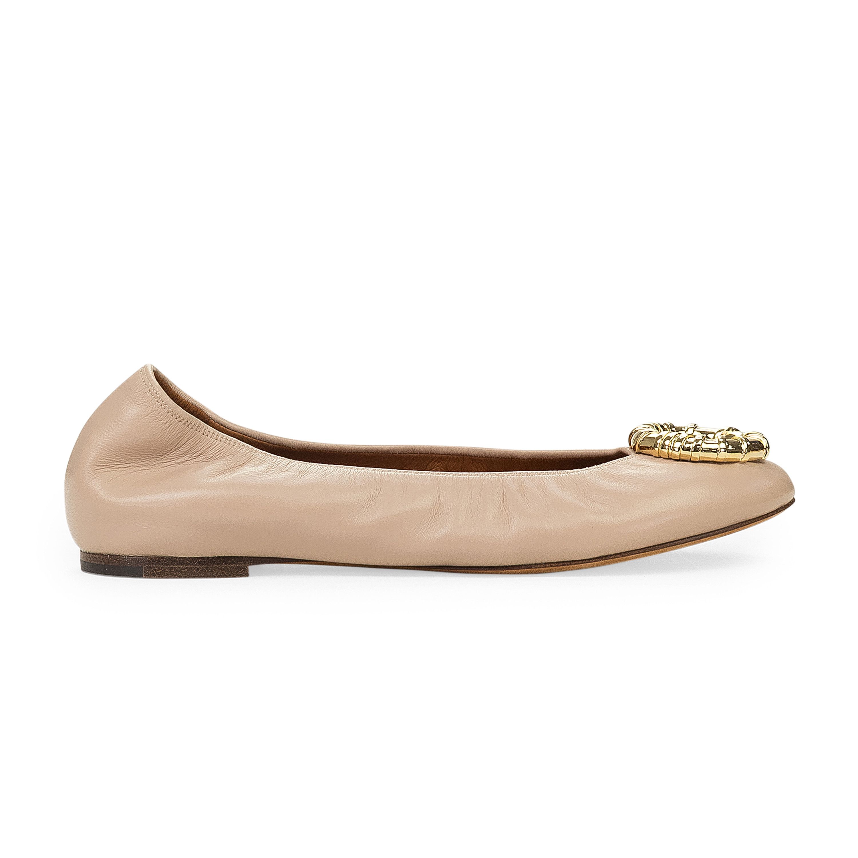 Lanvin BEIGE BALLERINA AVEC MELODIE BIJOUX FLATS SIZE 36