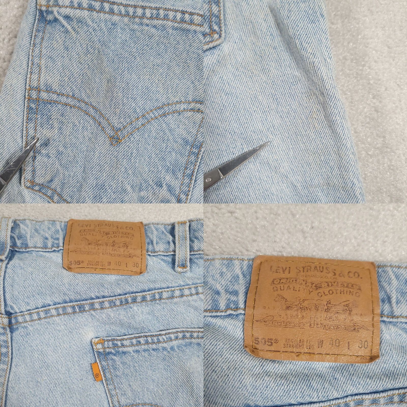 Levi's VINTAGE Levi's 505 Jeans Mens 40x29 Blue 90s Orange Tab Distressed Stained Denim Straight Regular 5-Pocket Jeans Mens Size US 40 / EU 56 - 11 Thumbnail