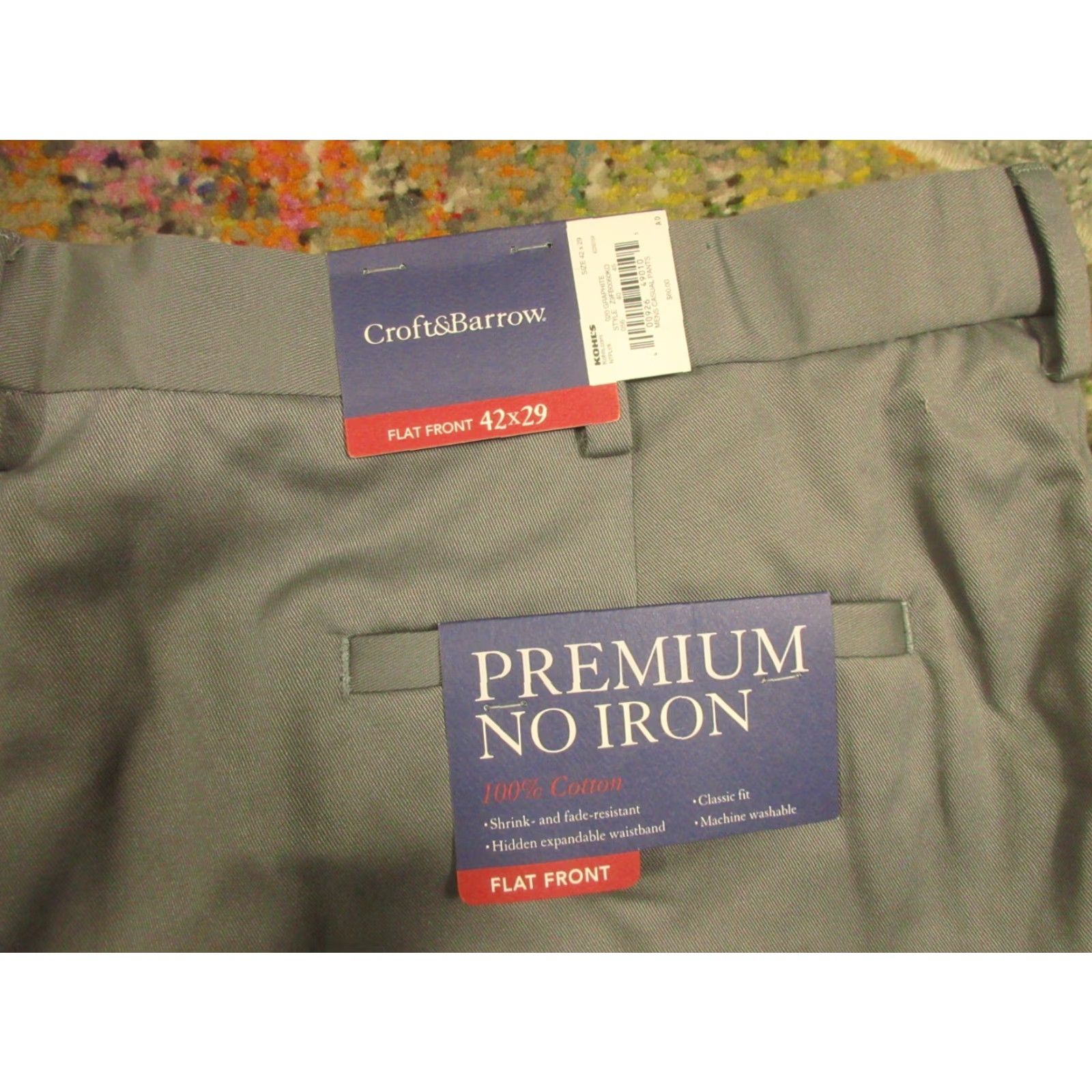 Croft & Barrow Croft & Barrow Pants Men 42x29 Gray Classic Premium No Iron Slacks NEW Mens Size US 42 / EU 58 - 6 Thumbnail