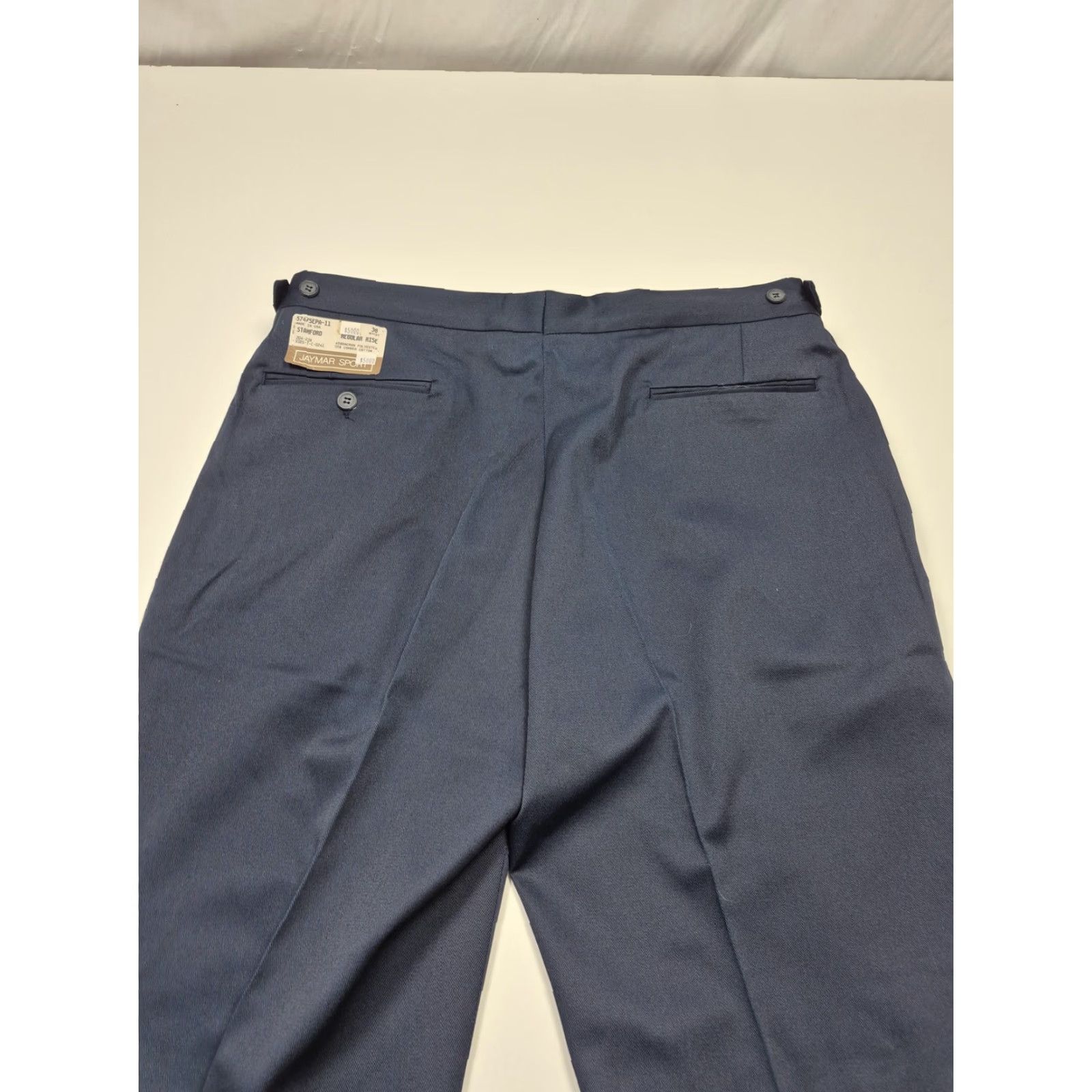 Vintage VTG Jaymar Sport Dress Pants Mens 38x36 Blue Poly Cotton Pleated Unhemmed USA Dress Pants Mens 38 Blue Size US 38 / EU 54 - 5 Thumbnail