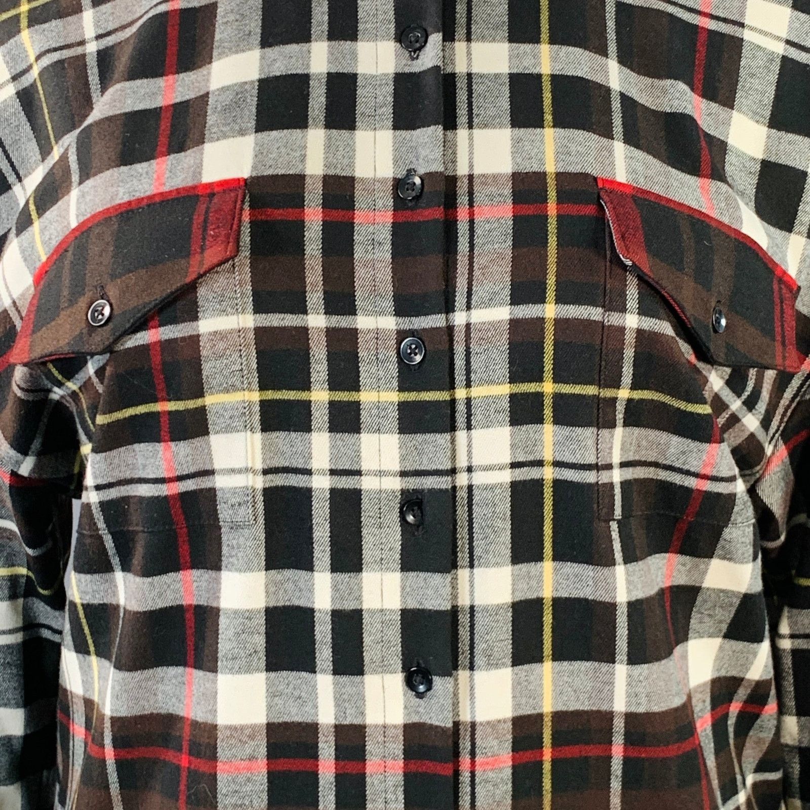 Alice + Olivia ALICE + OLIVIA Black Red Polyester Plaid Button Up Shirt Size L / US 10 / IT 46 - 2 Thumbnail