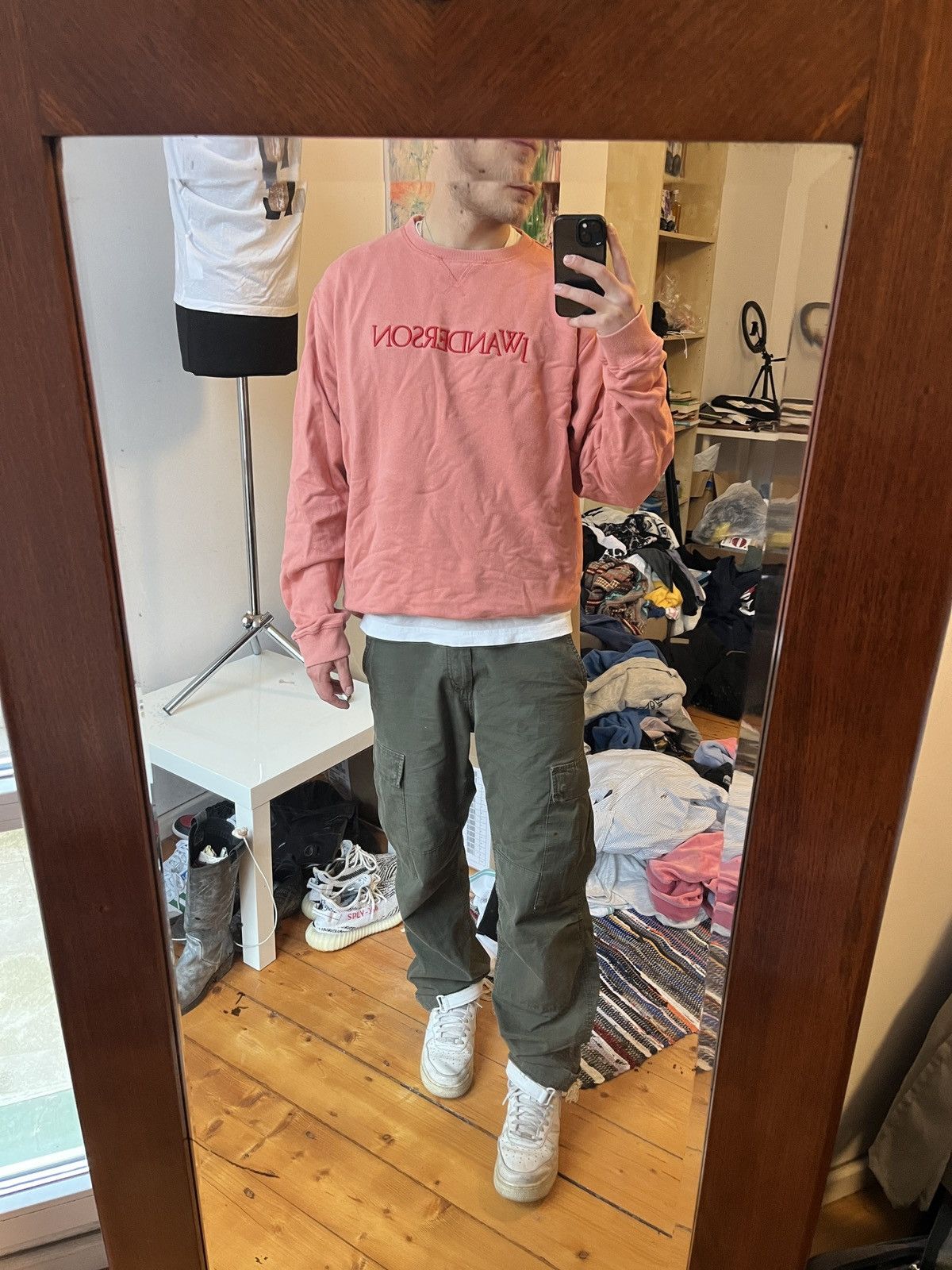 Pink Rose J.W. Anderson Crewneck longsleeve embroidery
