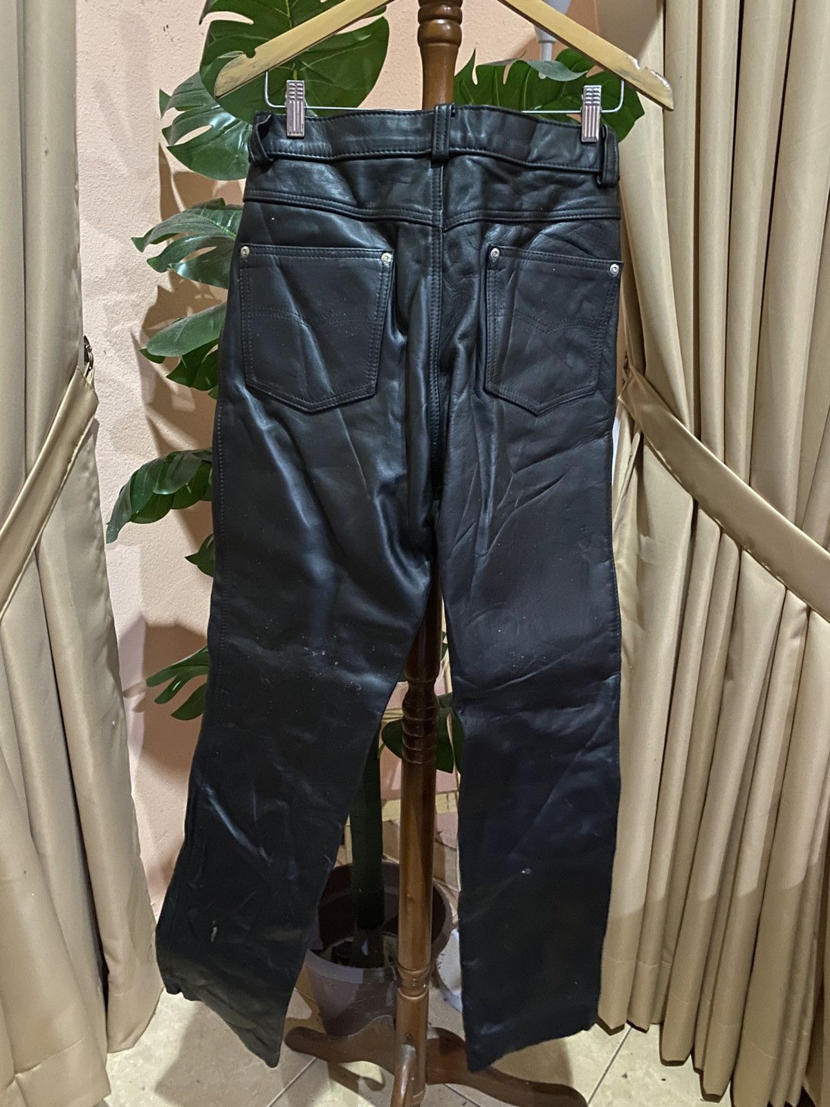 Schott Vintage 90s Schott NYC Black Leather Pants USA Made Talon Size US 29 - 7 Thumbnail