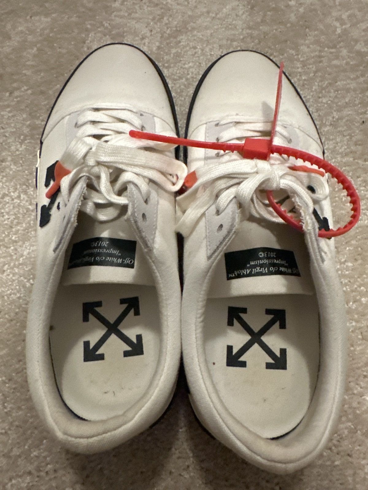 Off-White OFF-WHITE Vulc Low White (Updated Stripes) 2018 Size US 12 / EU 45 - 5 Thumbnail