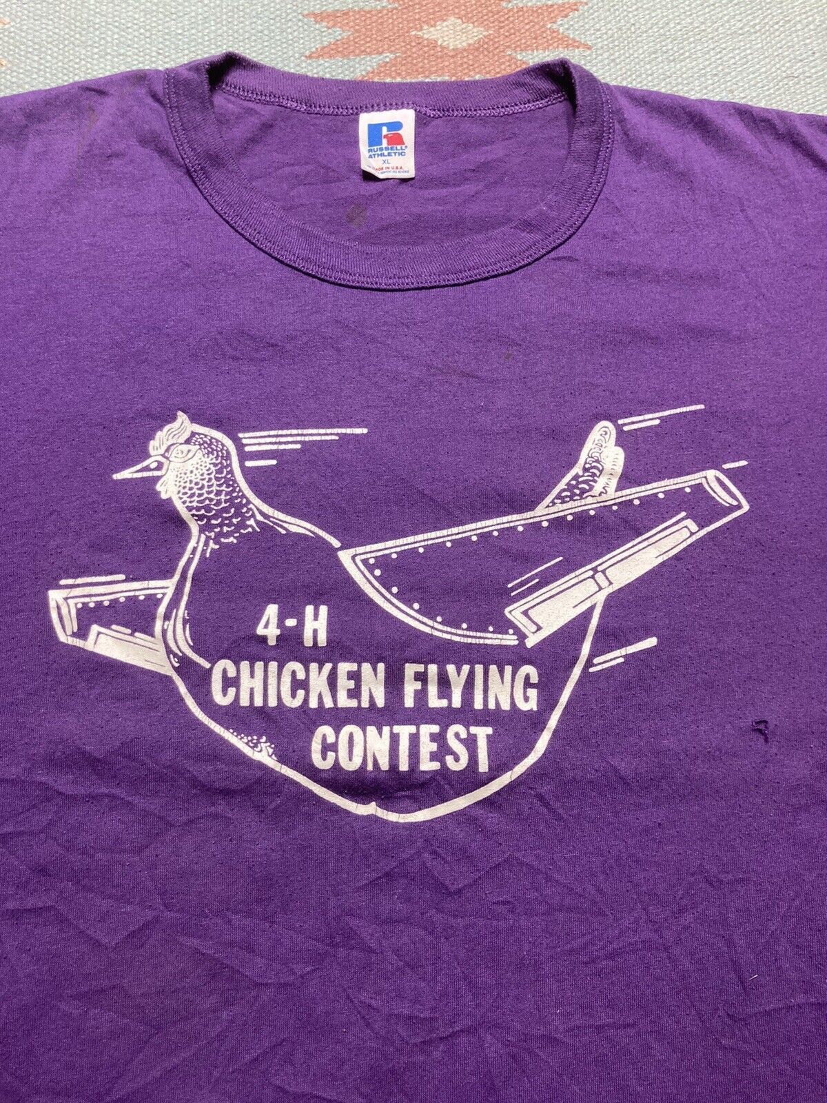 Russell Athletic × Vintage VTG 80s t shirt 4H chicken flying contest Russell farm XL Size US XL / EU 56 / 4 - 2 Thumbnail