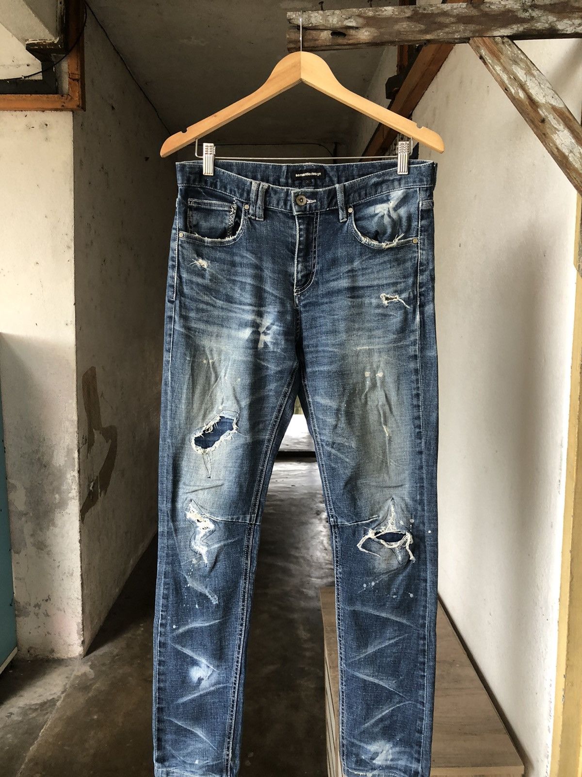 If Six Was Nine Semantic Design Flare Distressed Jeans Like Balmain Size US 30 / EU 46 - 3 Thumbnail