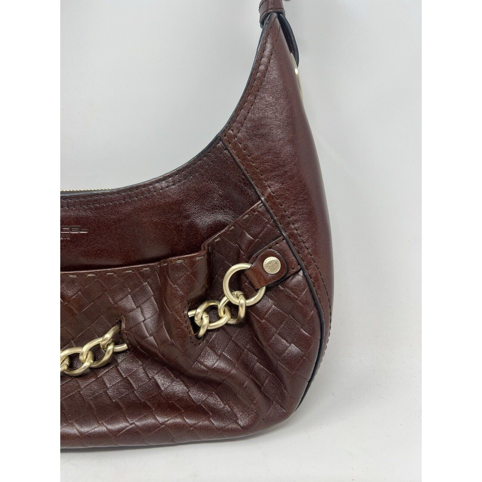 Lancel Lancel [Authentic] Curb Dark Brown Leather Weave Gold Chain Size ONE SIZE - 4 Thumbnail