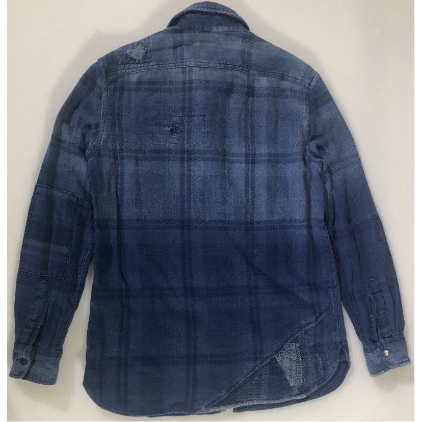 Polo Ralph Lauren PRL plaid blue ombré patchwork distressed wash denim Small Size US S / EU 44-46 / 1 - 3 Thumbnail