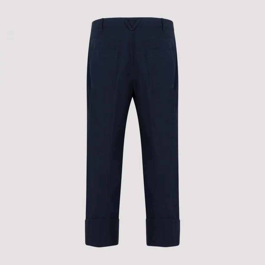 Bottega Veneta o1n1vont1225 Lapeled Cotton Pants in Navy Size US 28 / EU 44 - 2 Thumbnail
