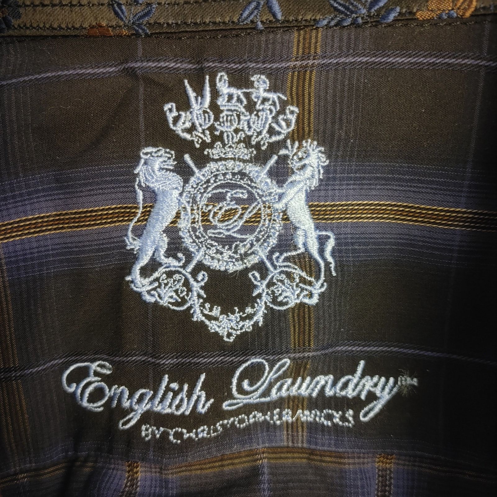 English Laundry English Laundry Men's 16.5 Brown/Blue Plaid Bttn Dwn Shirt Size US XL / EU 56 / 4 - 3 Thumbnail