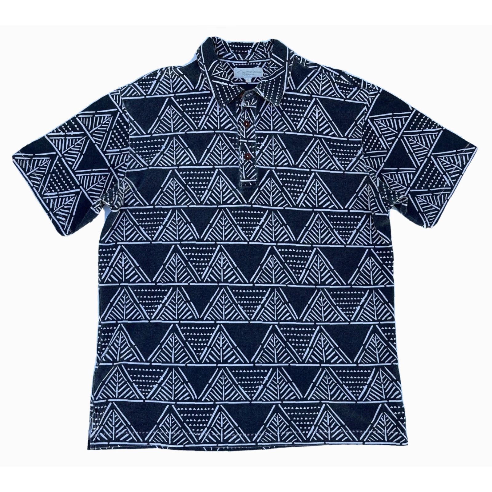 The Territory Ahead The Territory Ahead Polo Shirt Mens Short Sleeve Sz L Dark Gray 100% Cotton Geometric Print Polo Shirt L Men Size US L / EU 52-54 / 3 - 2 Thumbnail