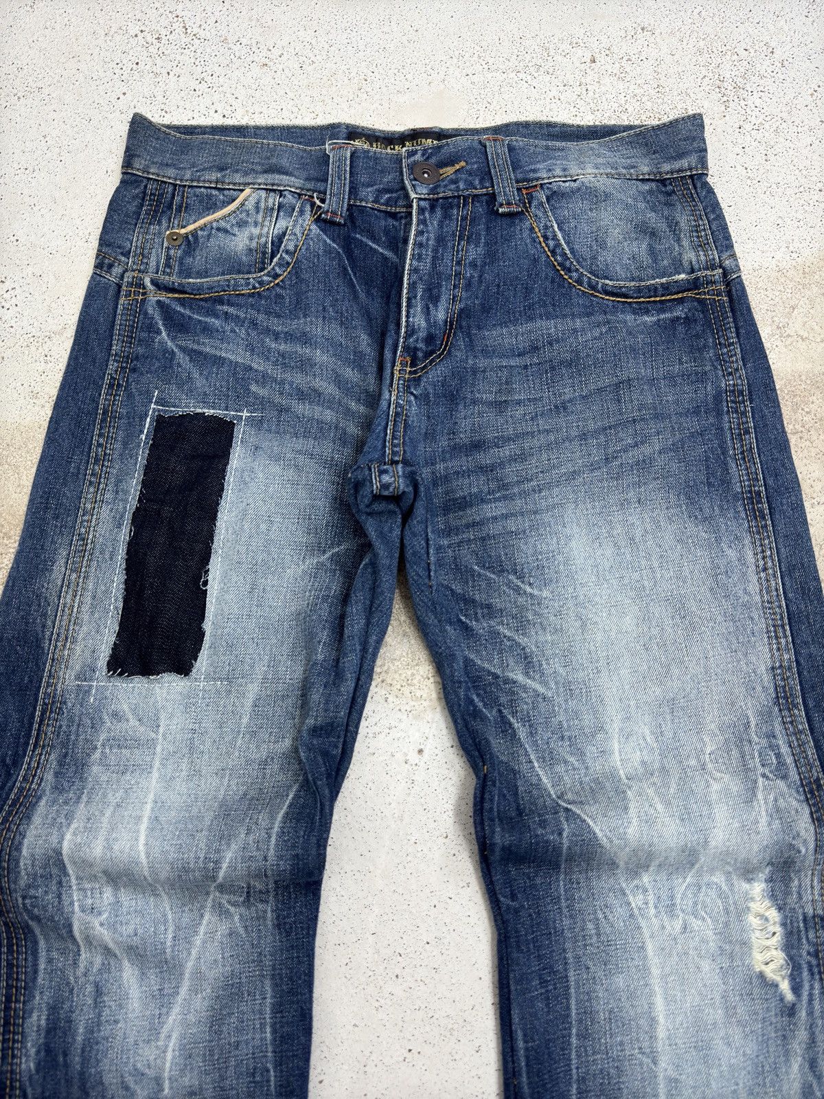 Japanese Brand Vintage Back Number Acid Washed Back Buckle Denim Jeans Size US 32 / EU 48 - 3 Thumbnail