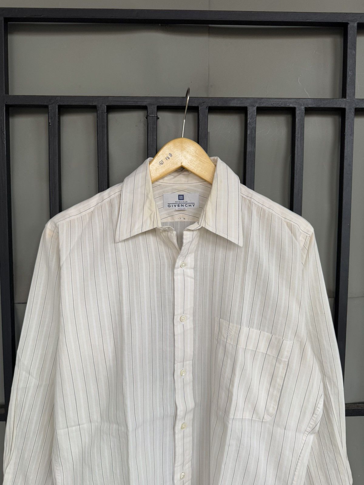 Givenchy VINTAGE GIVENCHY MONSIEUR STRIPE LONG SHIRT Size US M / EU 48-50 / 2 - 2 Thumbnail
