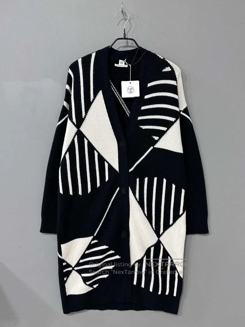 Hermes Hermes Diamond Patterned Long Cashmere Cardigan Size XXS / US 00 / IT 34 - 1 Thumbnail