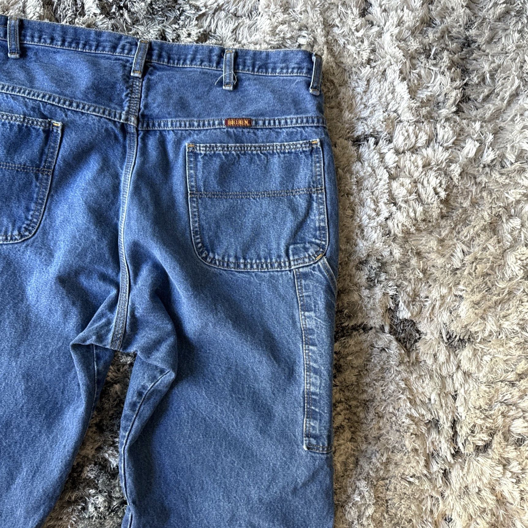 Wrangler Big Ben Jeans Denim Vintage Blue Mens Straight USA Size 38x29 Carpenter Jeans Denim USA Mens Straight 38 29 Blue Size US 38 / EU 54 - 4 Thumbnail