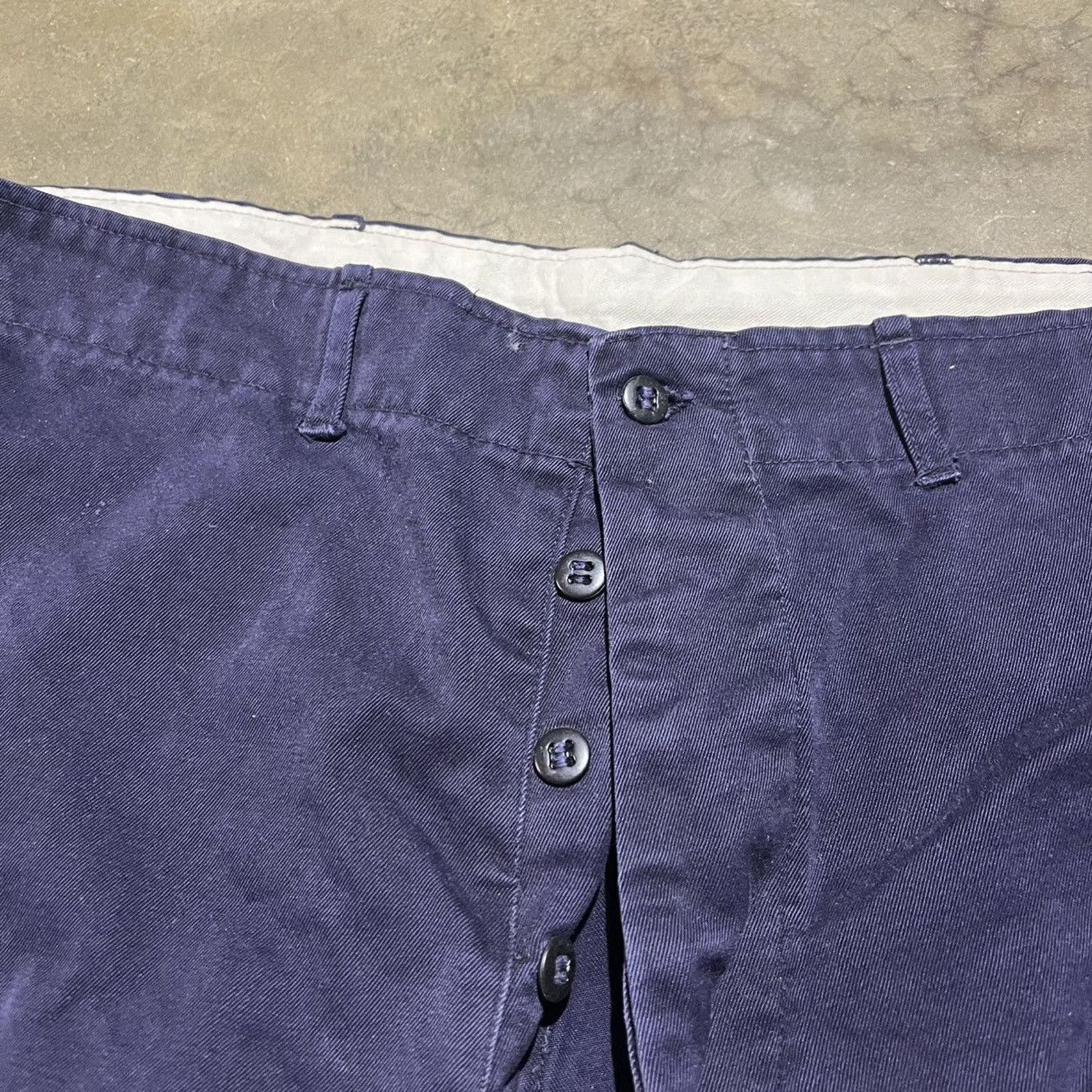 Vintage Vintage 50s Navy Wide Leg Cotton Buttonfly Chinos 36x30 Size US 36 / EU 52 - 2 Thumbnail