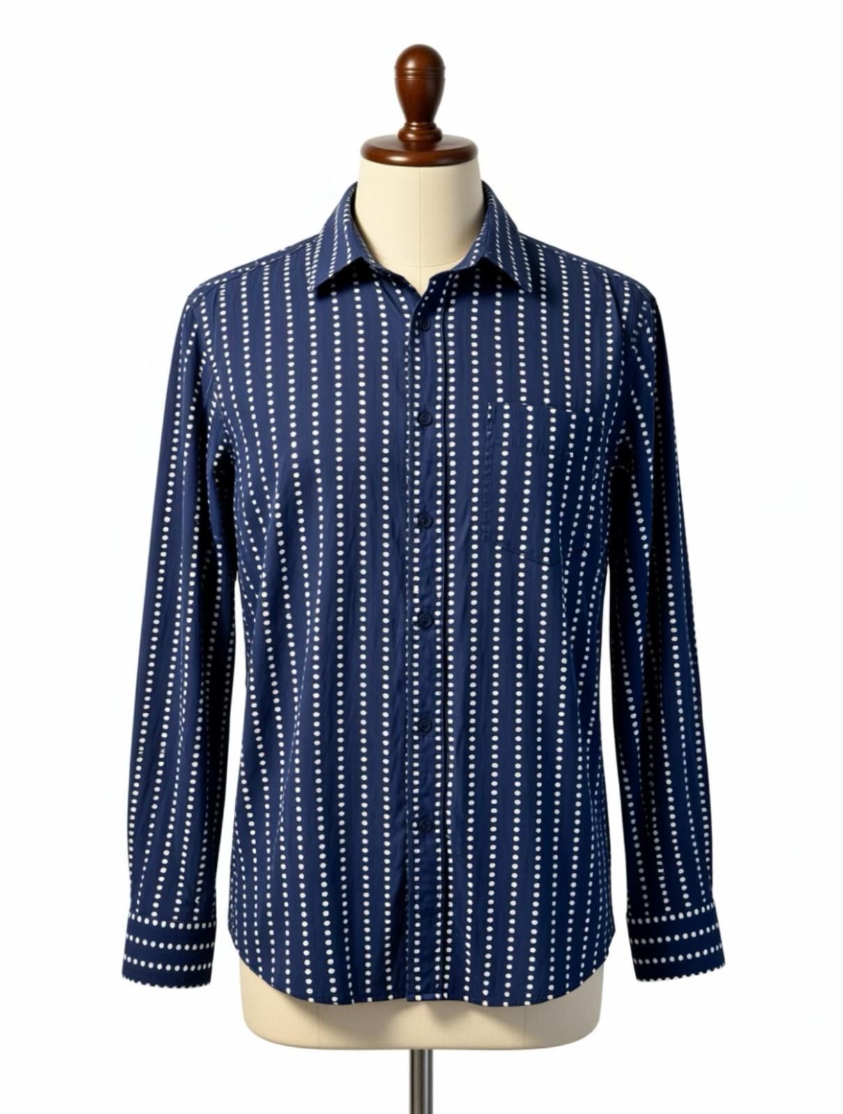21 Men 21 Men Navy Blue Patterned Long Sleeve Shirt Size L Size US L / EU 52-54 / 3 - 1 Thumbnail