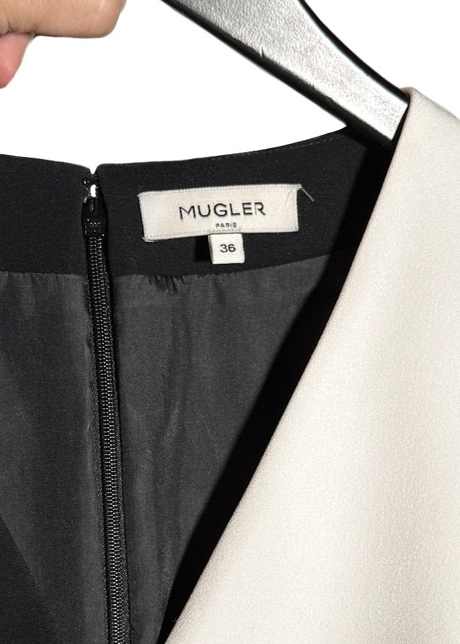 Mugler Mugler Bonded Black White Colourblock Crepe Mini Dress Size XS / US 0-2 / IT 36-38 - 3 Thumbnail
