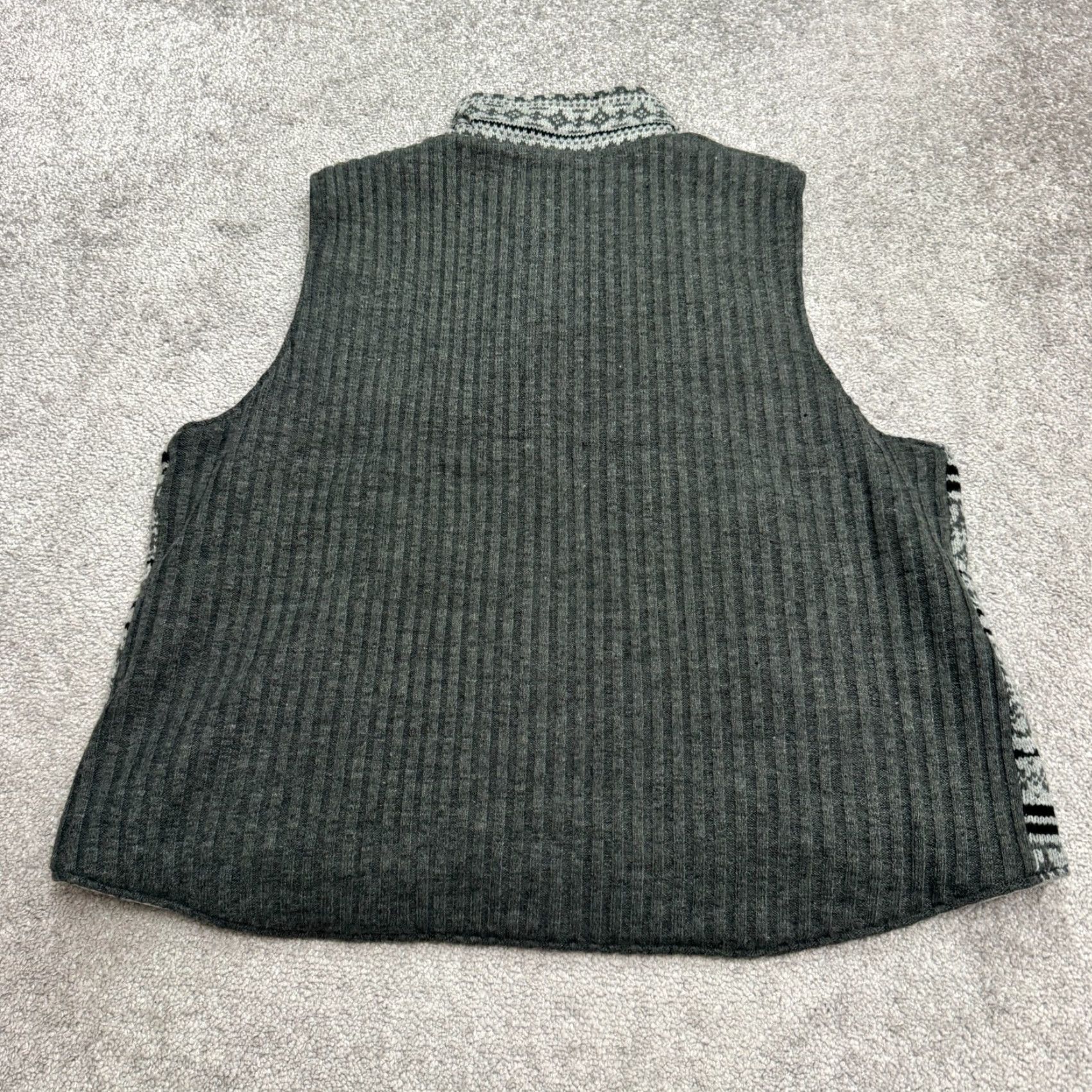 Coldwater Creek Coldwater Creek Vest Full Zip Lined Knitted Wool Gray Womens XL 18 Fair Isle Jacket Size XL / US 12-14 / IT 48-50 - 2 Thumbnail