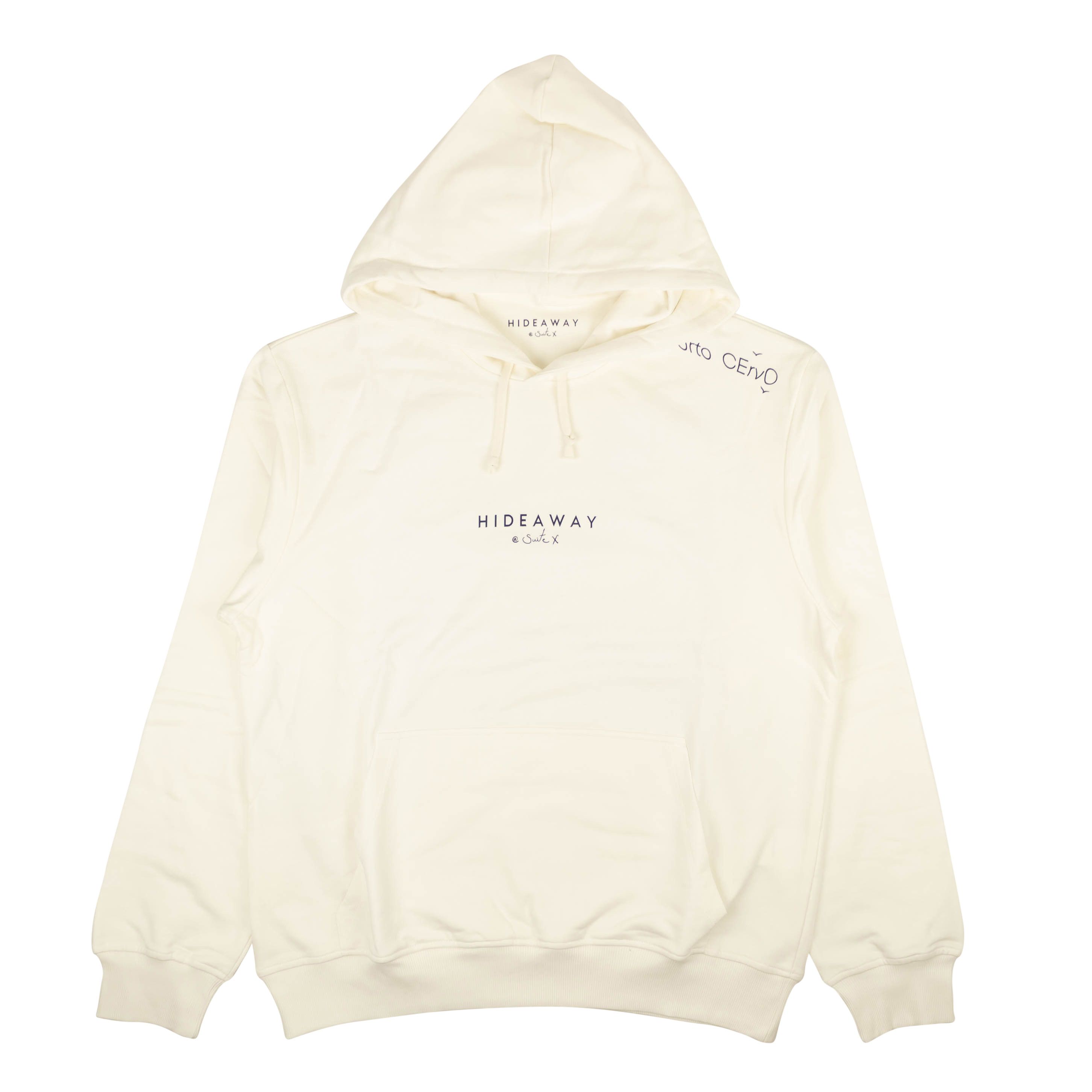 image of Hideaways White Logo Blue Print Pullover Hoodie Sweatshirt Size Xl, Men's