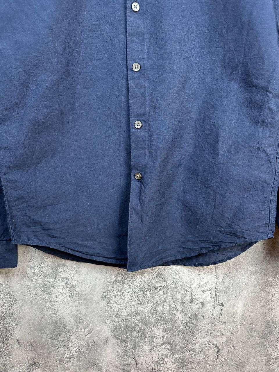 Theory Theory Irving Ramiro Linen Cotton Shirt Navy Blue Size US XS / EU 42 / 0 - 7 Thumbnail