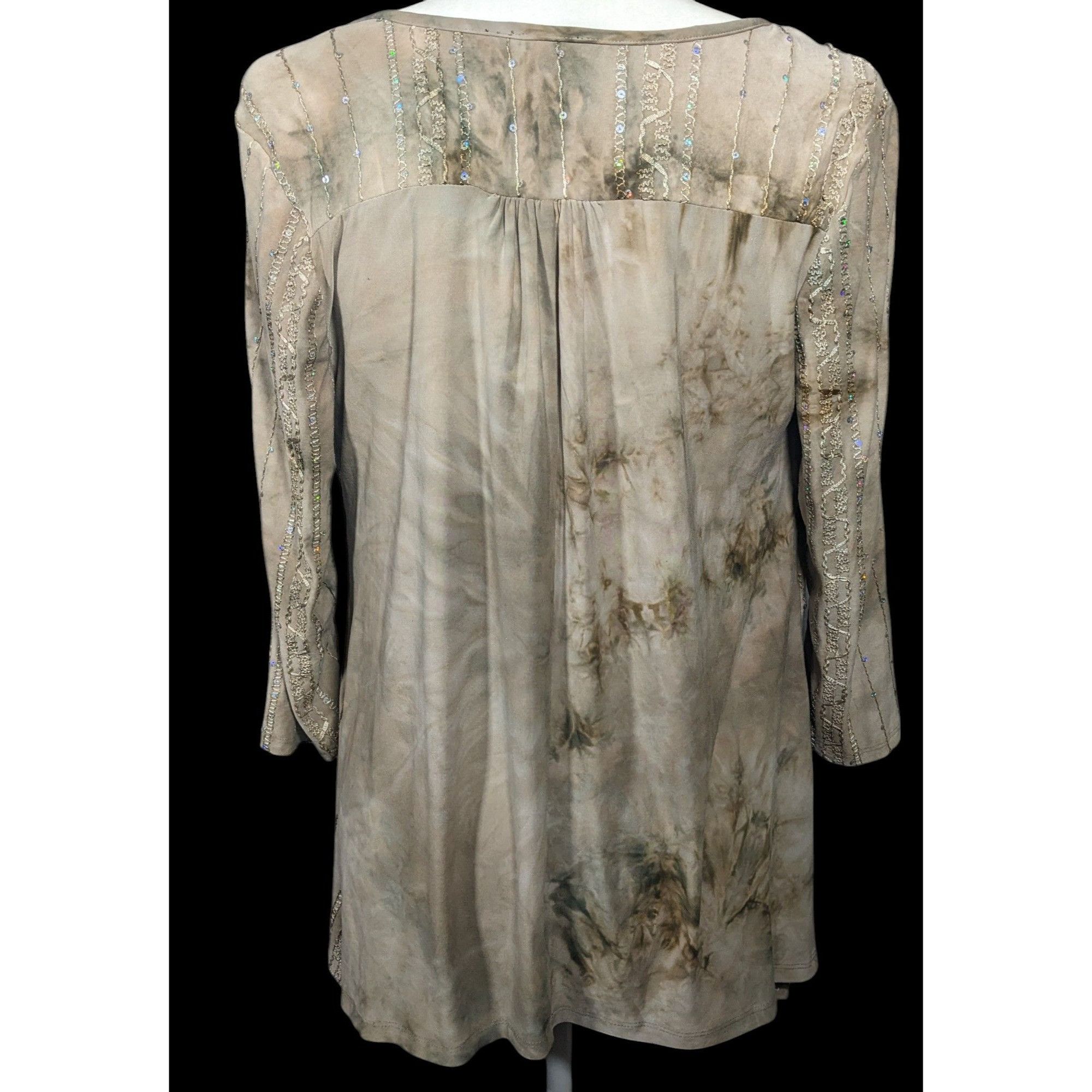Other Sami & Jo Bohemian Tan Tie Dye Embroidered Sequin Tunic Size Size M / US 6-8 / IT 42-44 - 2 Thumbnail