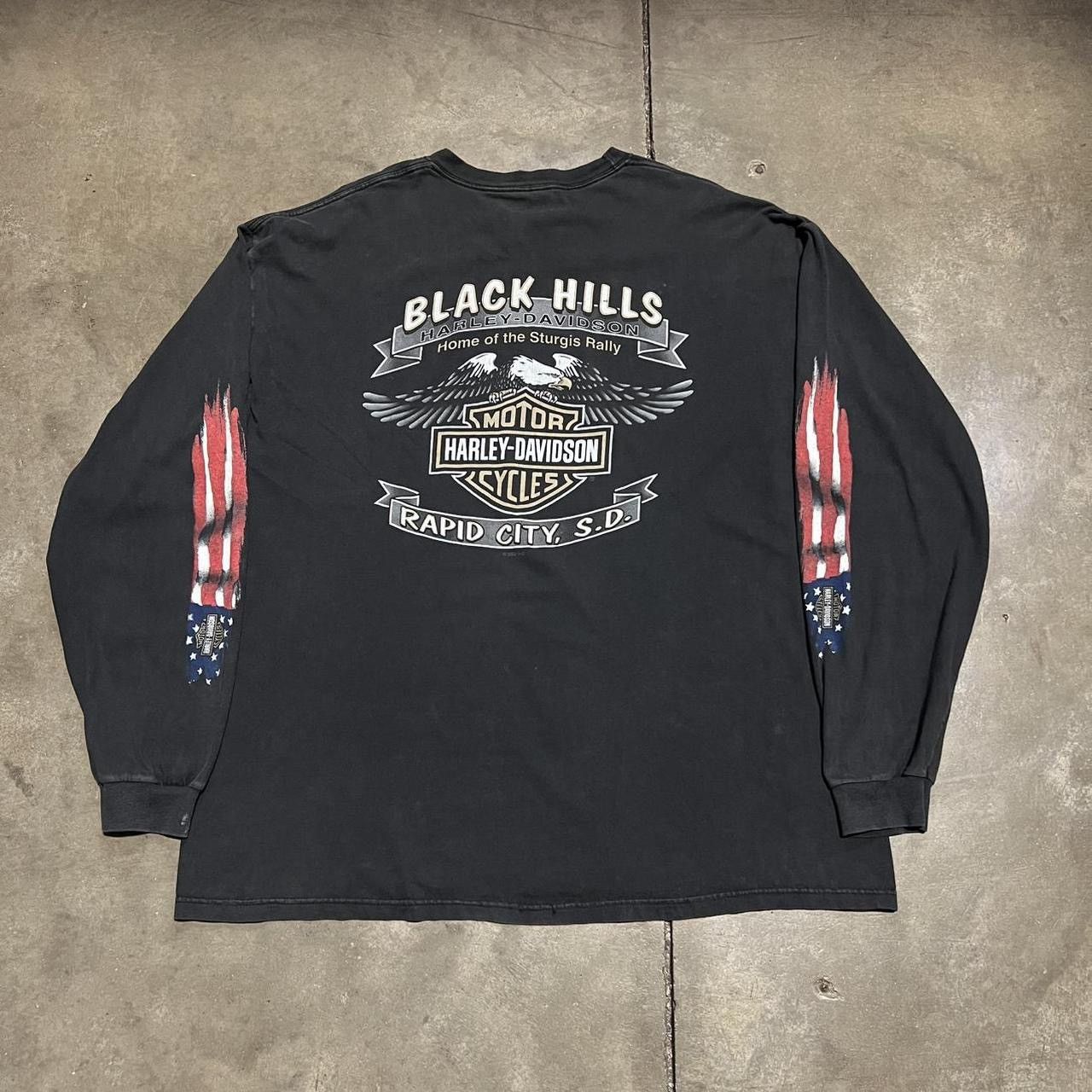 Harley Davidson Vintage Harley Davidson Flag Flame Long Sleeve Sturgis USA Size US XXL / EU 58 / 5 - 6 Thumbnail