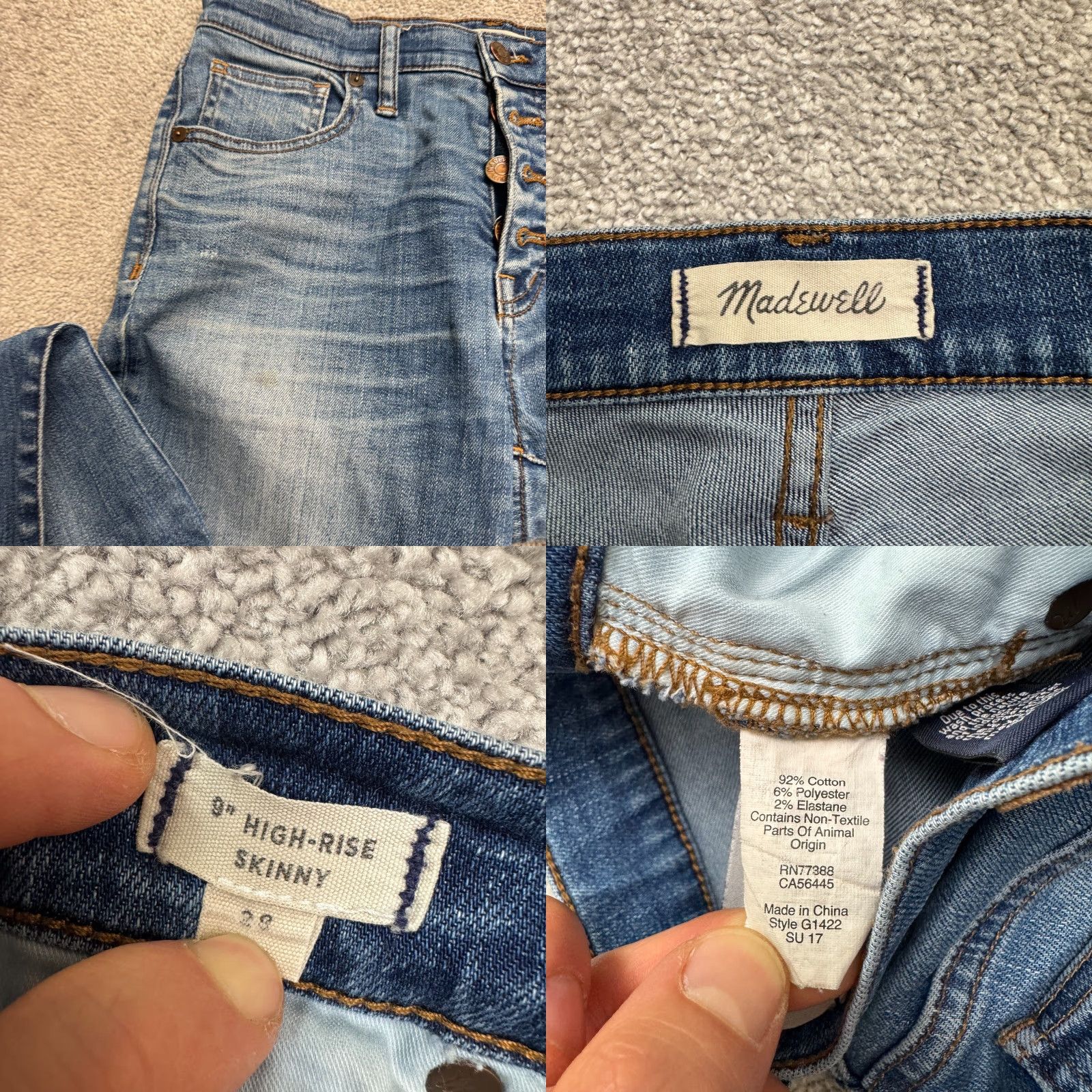 Madewell Madewell Jeans Womens 29 Blue High Rise Skinny Denim Button Fly Medium Wash Size 29" - 8 Thumbnail