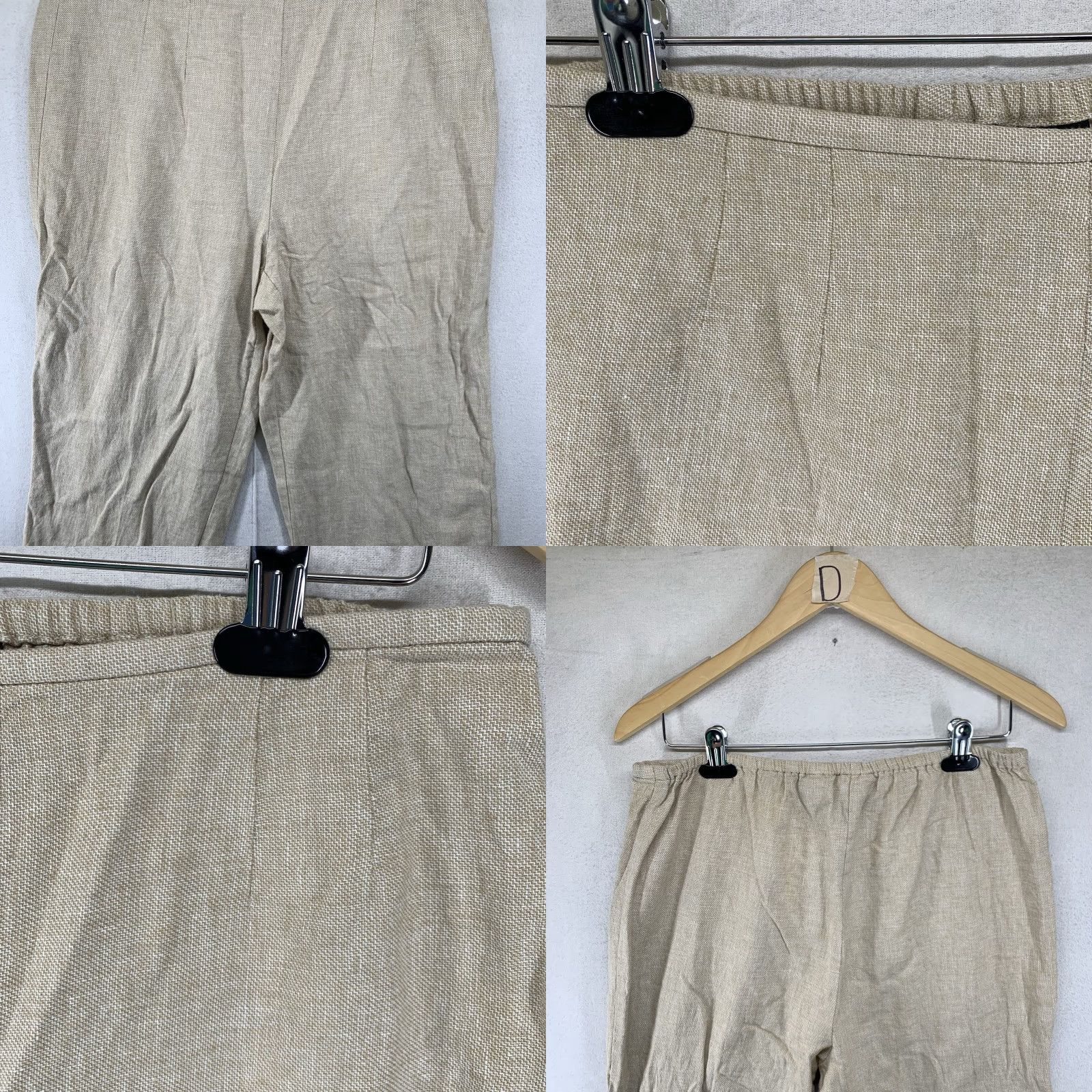 Vintage Vintage Women's Linen Cotton Blend Crop Pants PXL High-Waist Elastic Beige Summer Spring Casual Size 40" / US 18 - 8 Thumbnail