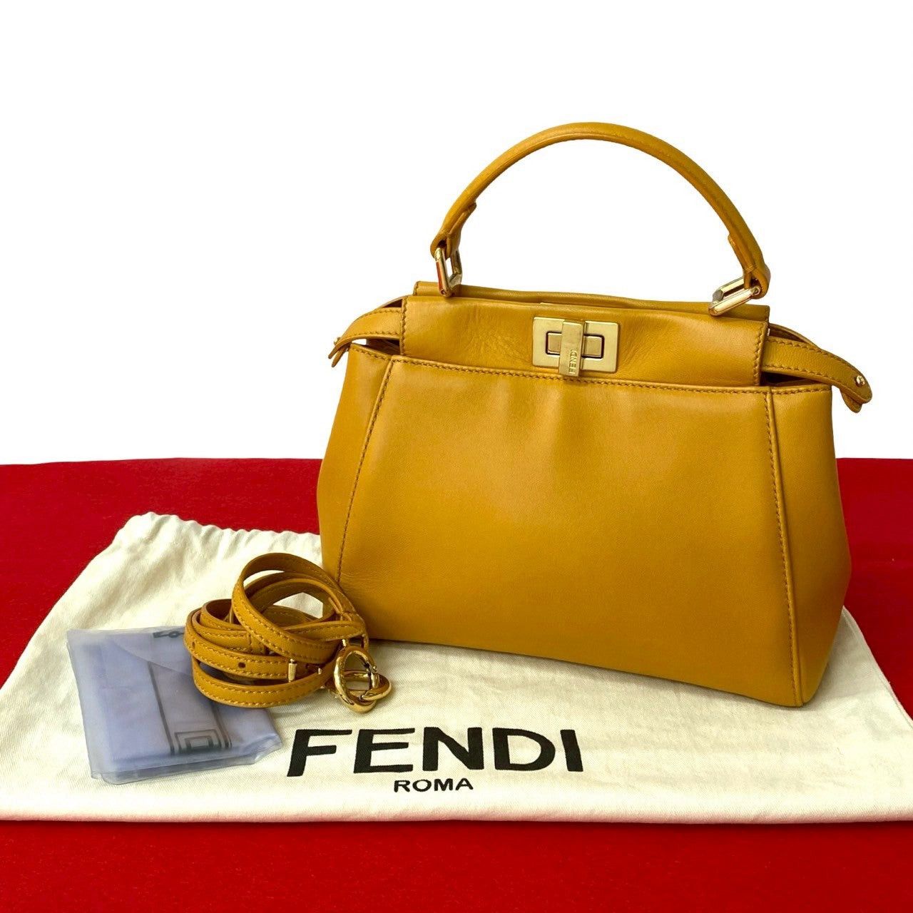 Fendi Shoulder Bag Yellow Leather, Men's
