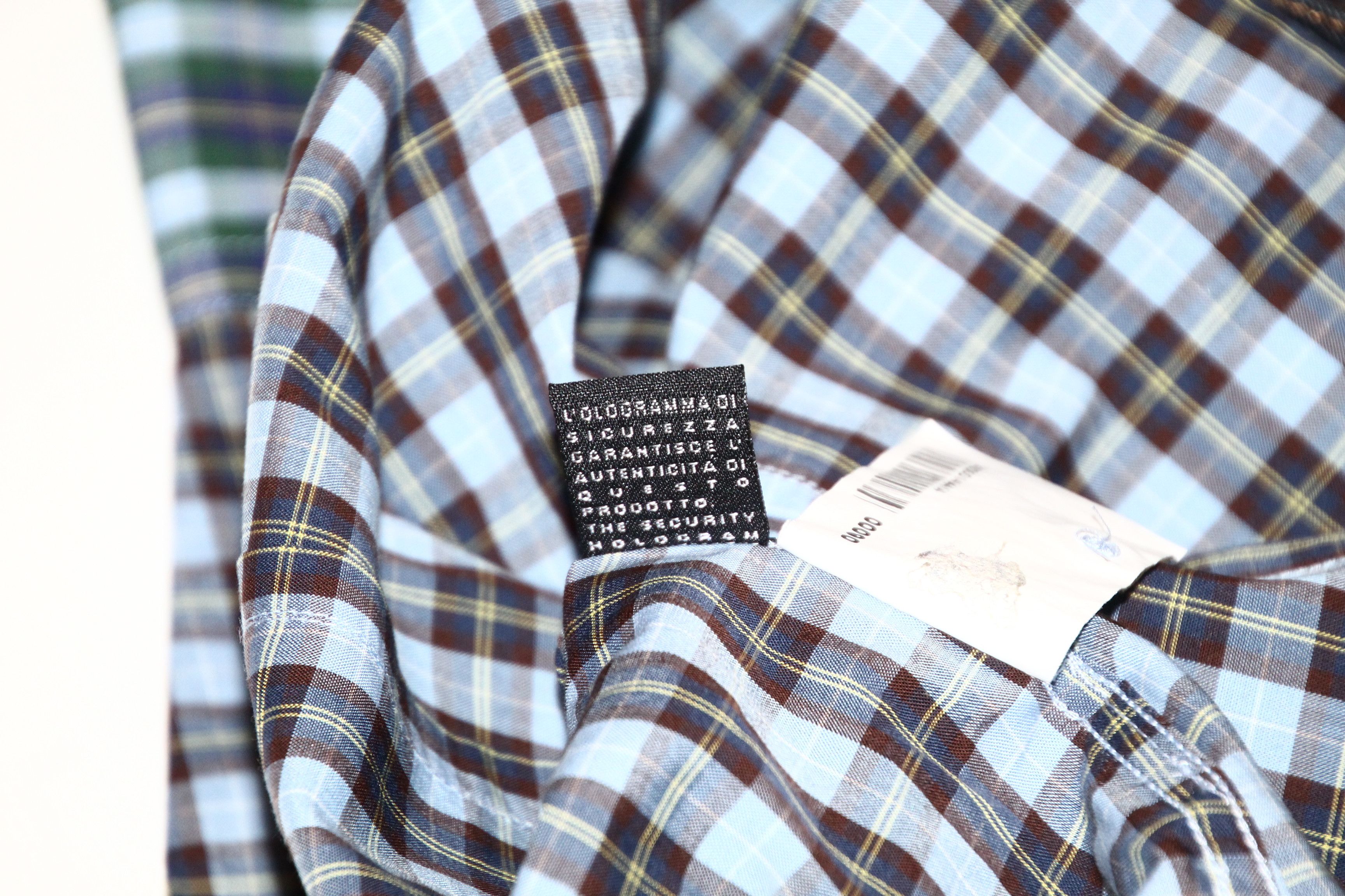 Roberto Cavalli Cavalli gradient checkered denim trim popover western shirt Size US L / EU 52-54 / 3 - 12 Thumbnail