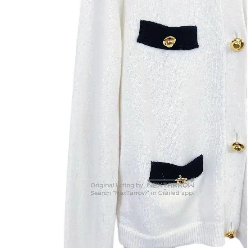 Miu Miu Miu Miu White Cotton Long Sleeve Pullover Sweater . Size S / US 4 / IT 40 - 4 Thumbnail