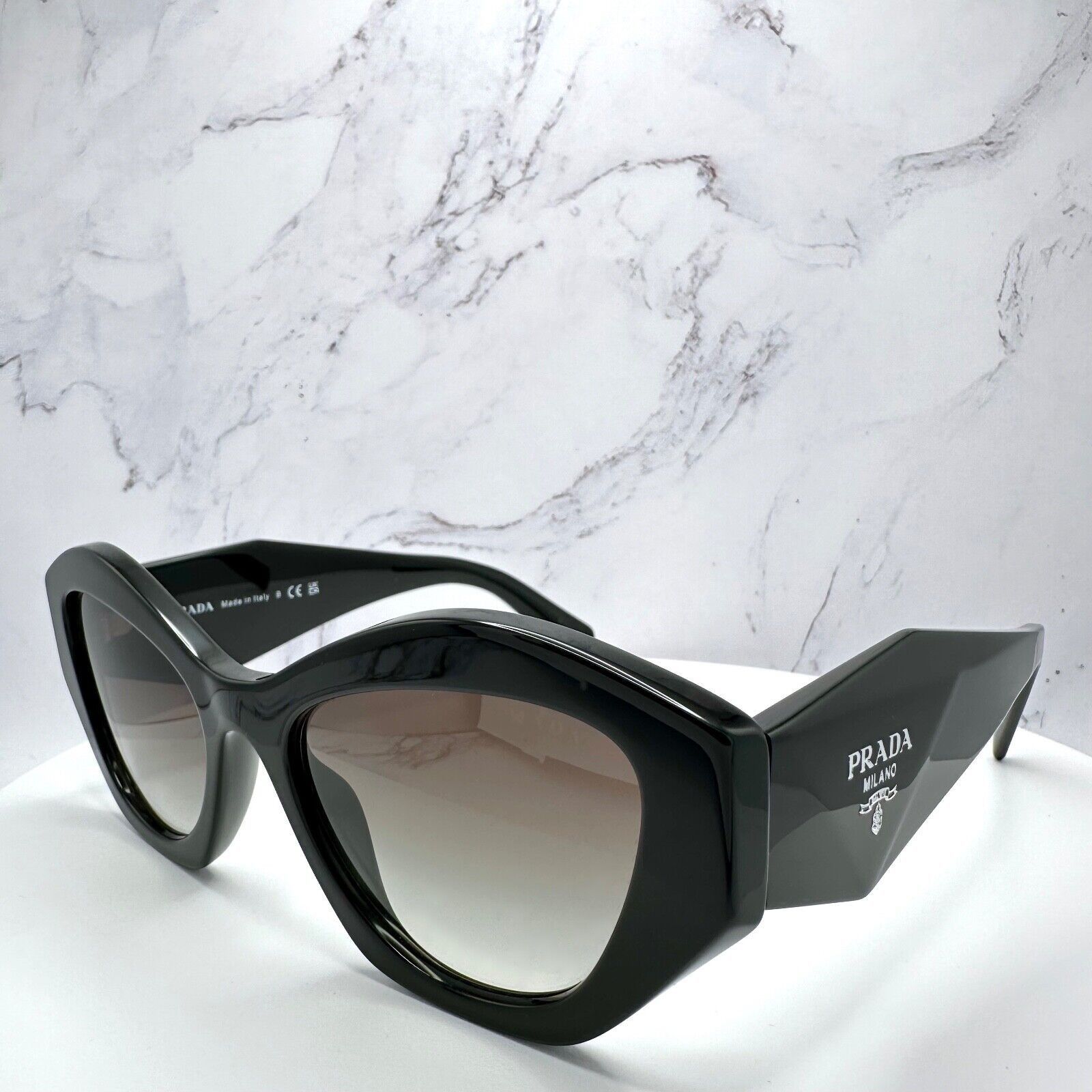 Prada New PRADA Sunglasses Black Acetate Geometric Rectangle Size ONE SIZE - 11 Thumbnail