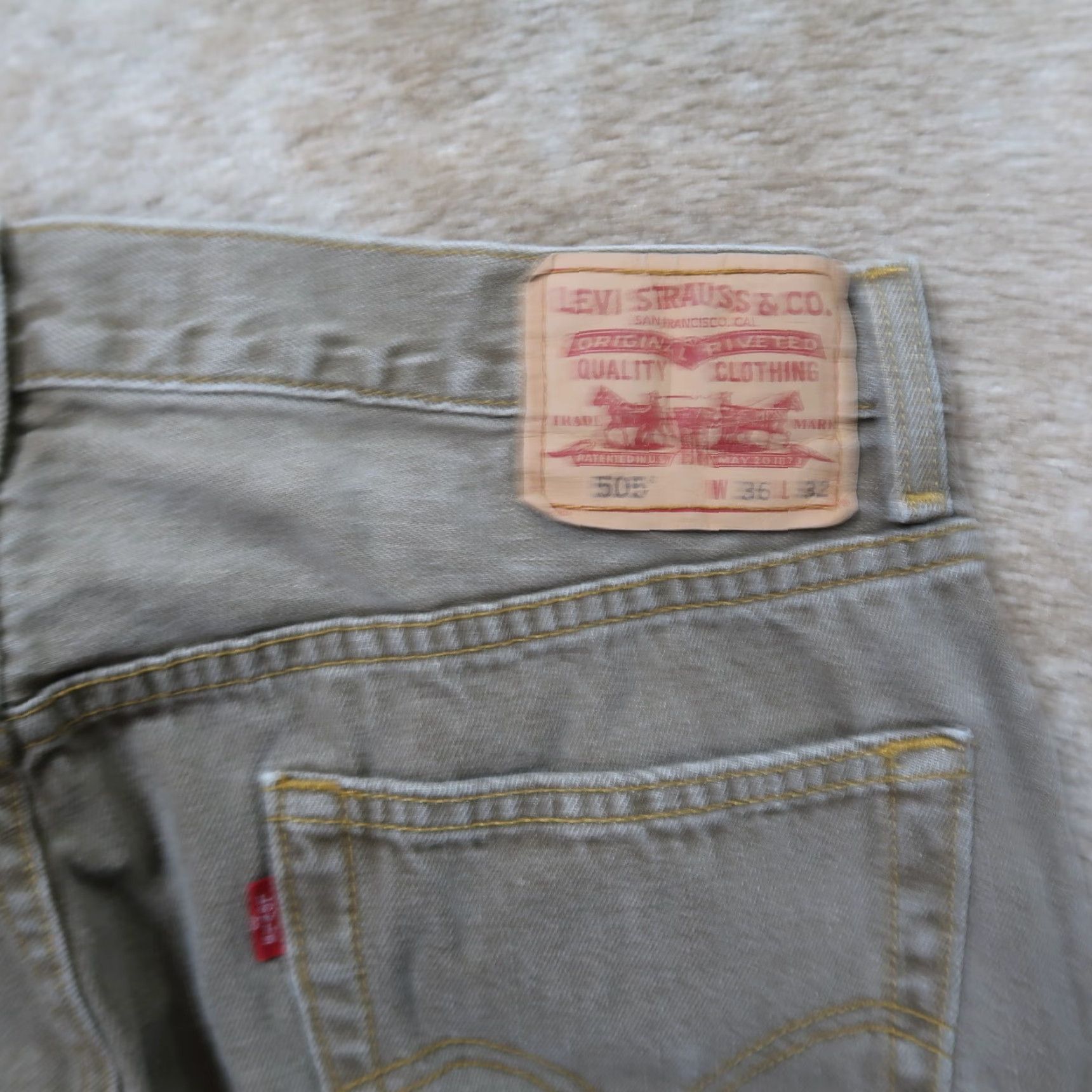 Levi's Levi's 505 Regular Fit Straight Leg Jeans Mens 36x32 Beige Denim Pants Size US 36 / EU 52 - 5 Thumbnail