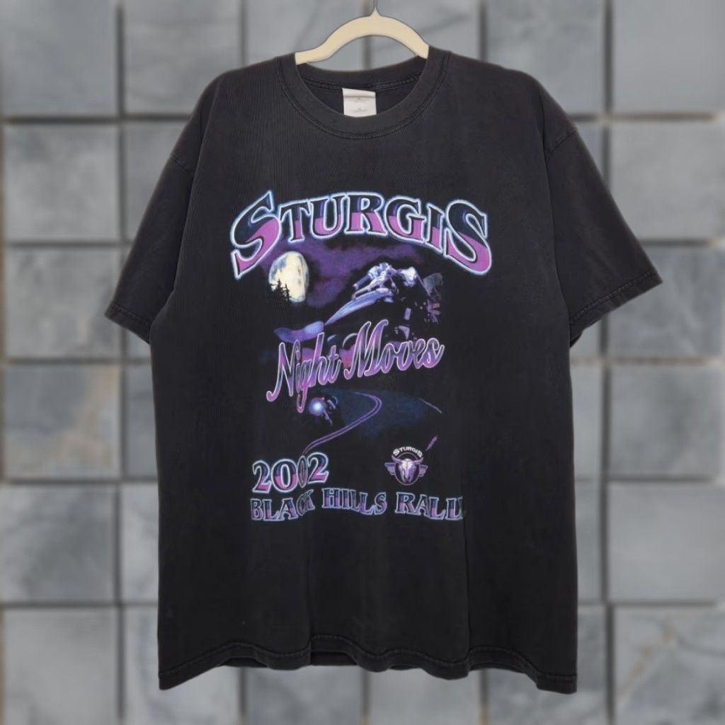 Gildan VINTAGE Sturgis Double Sided Skull Night Moves Black Harley Davidson Biker Shirt Unsure? Size US XL / EU 56 / 4 - 1 Thumbnail