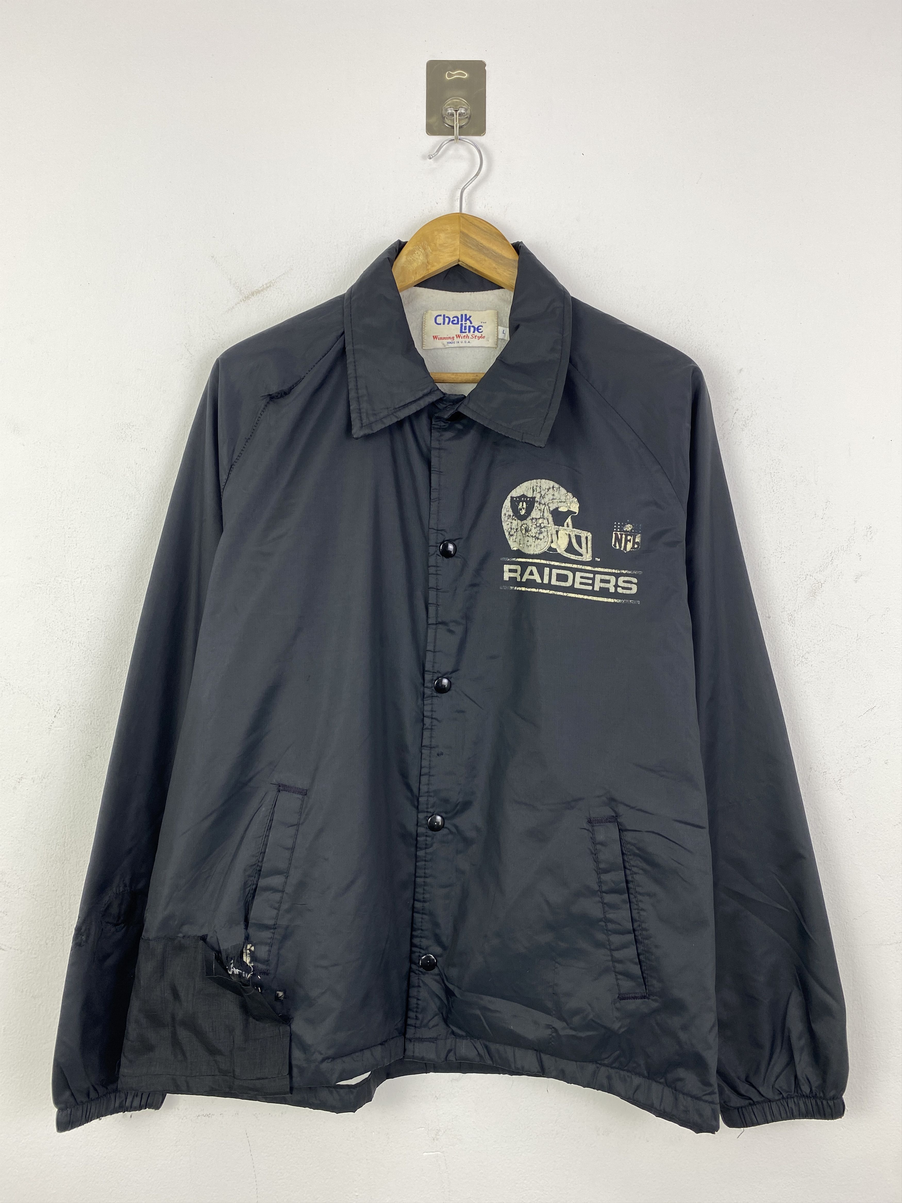 NFL Vintage 90s Raiders Los Angeles Coach Jacket J0089 Size US L / EU 52-54 / 3 - 3 Thumbnail